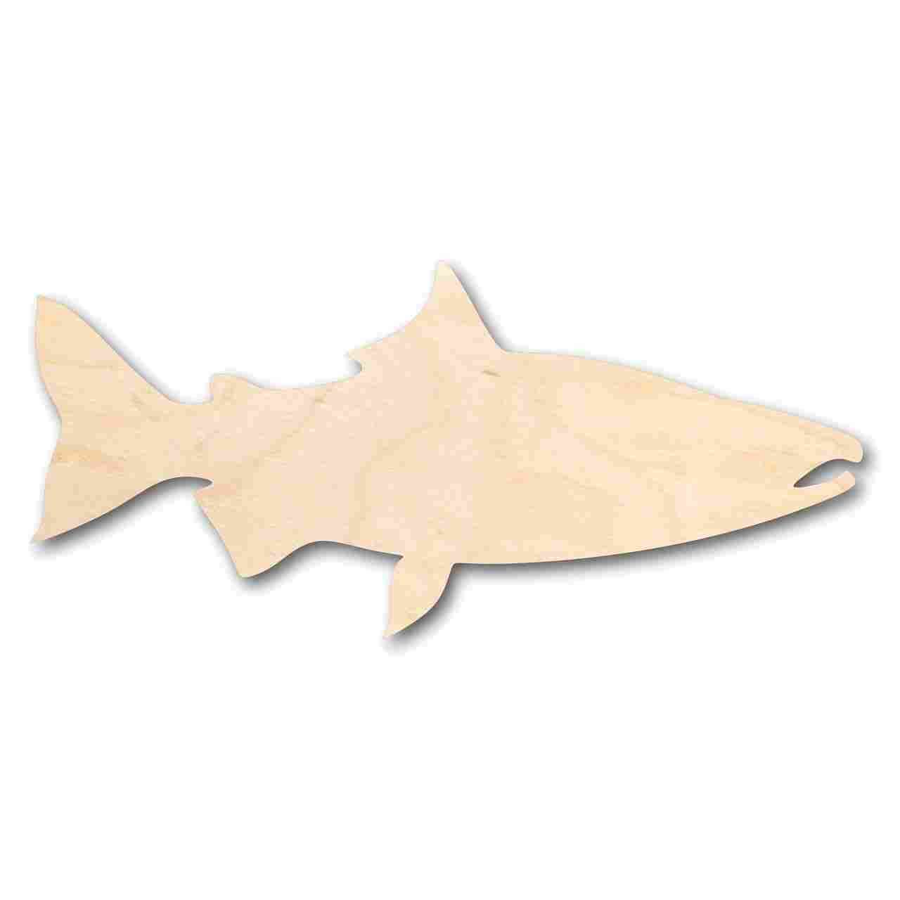 DIY Unfinished Baltic Birch Wood Salmon Fish Shape for Ocean Crafts (Up to 46