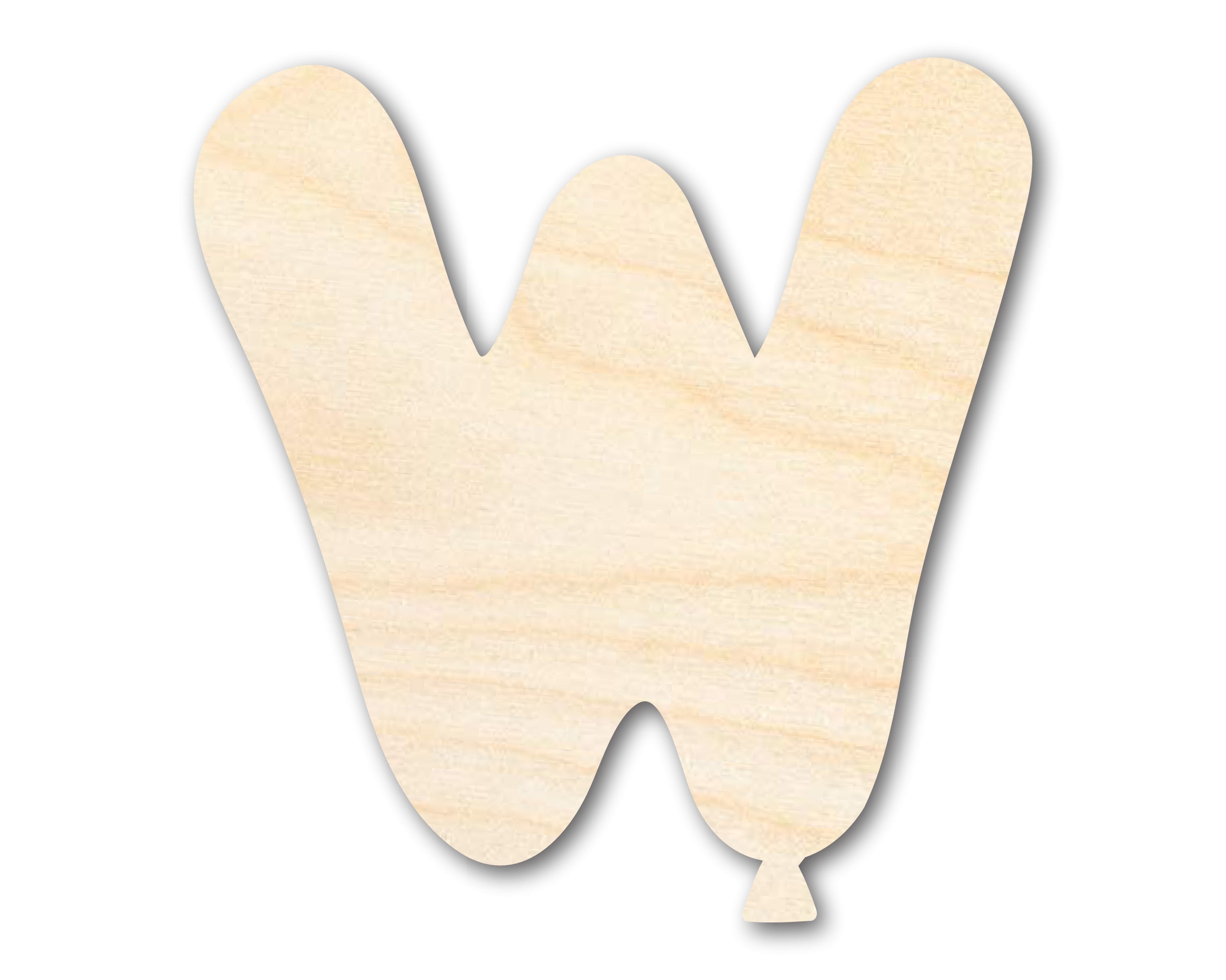 Unfinished Wood Balloon Letter W Shape | DIY Craft Cutout | up to 46 DIY