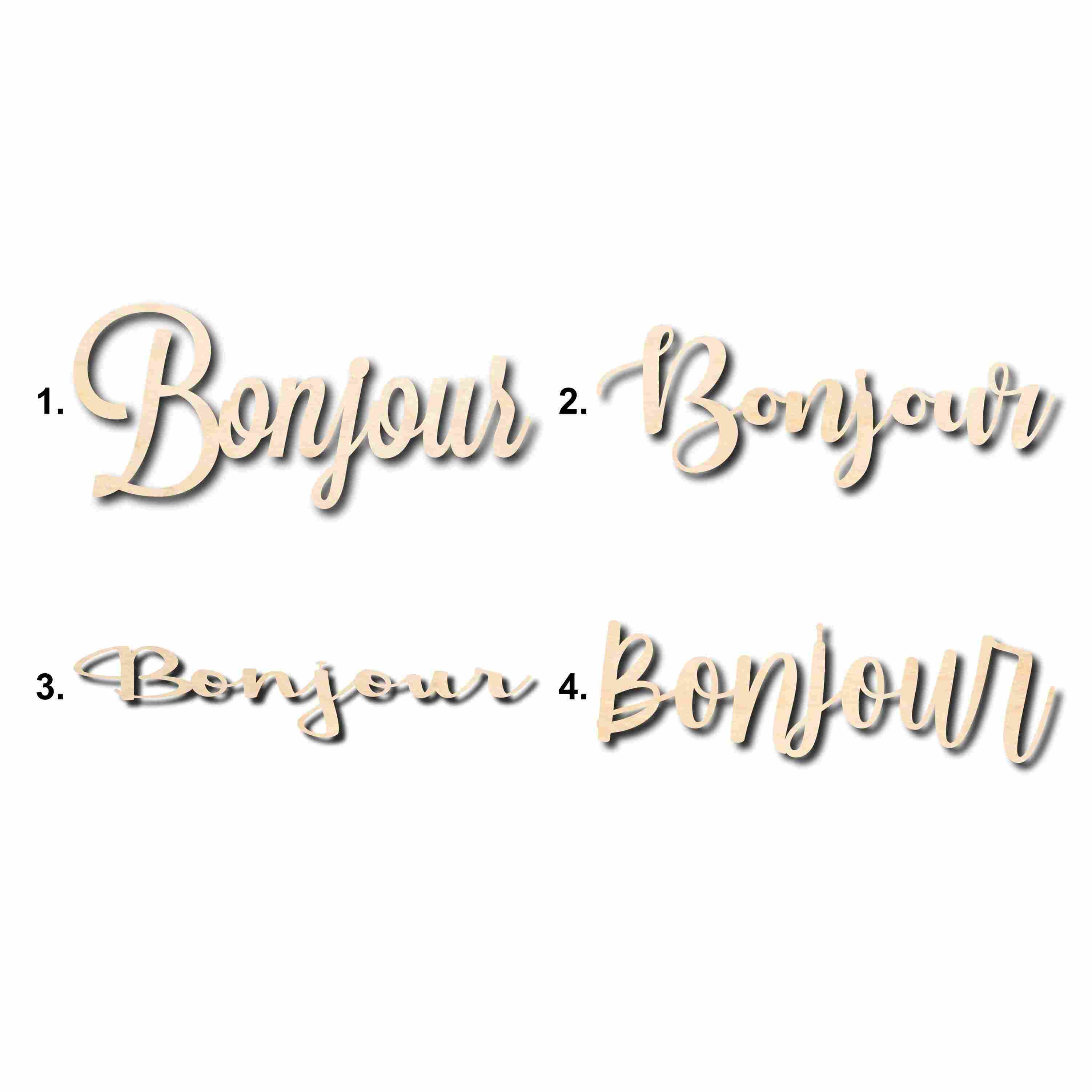 Bonjour Unfinished Wood Sign Cutout for DIY Home Decor