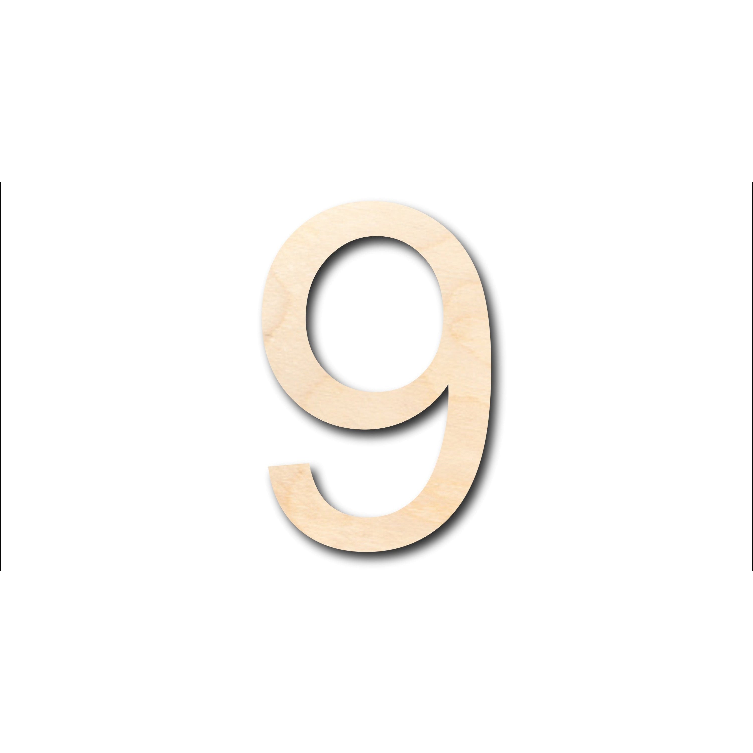 DIY Unfinished Wood Arial Number 9 Shape for Crafts up to 46