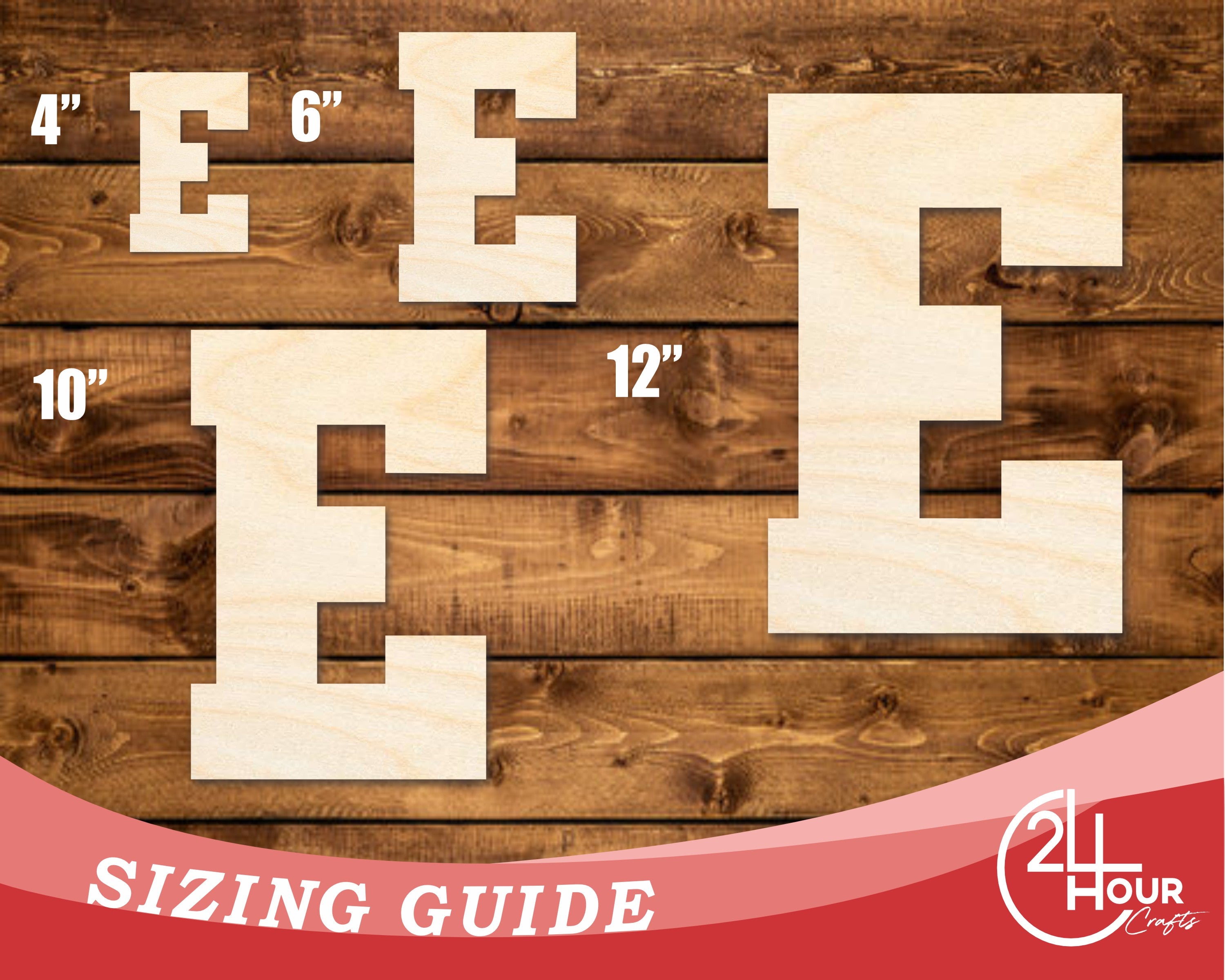 Unfinished Baltic Birch Varsity Team Font - E Shape for Up to 46 DIY Crafts