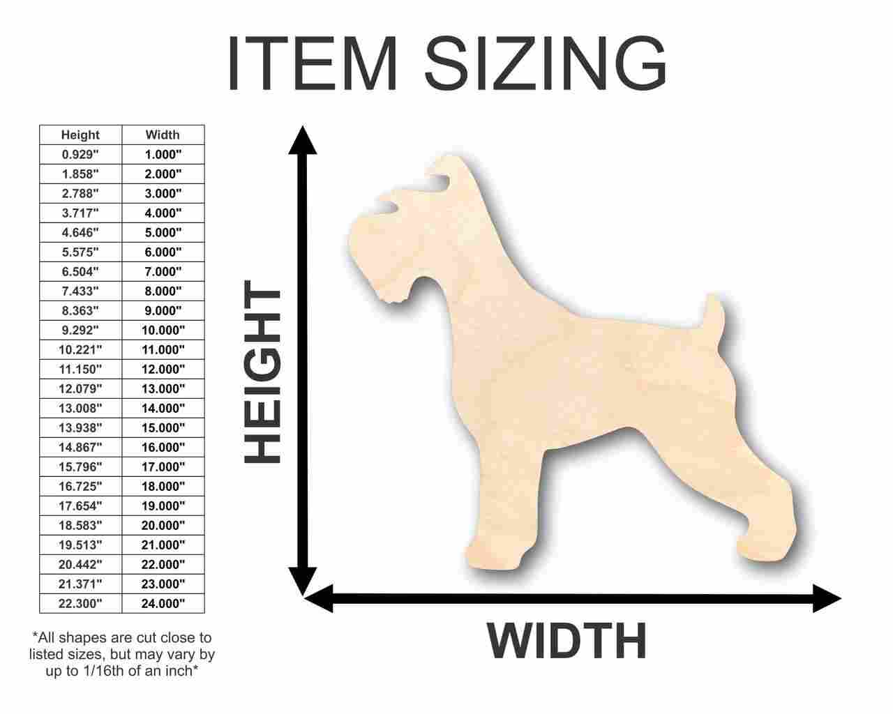 Unfinished Baltic Birch Plywood Schnauzer Dog Shape for DIY Animal Pet Crafts up to 46 Variations