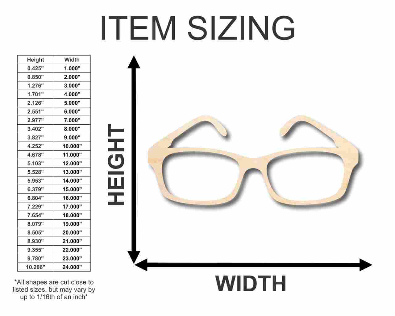 DIY Unfinished Wood Glasses Shape - Ideal for Up to 46 Craft Projects