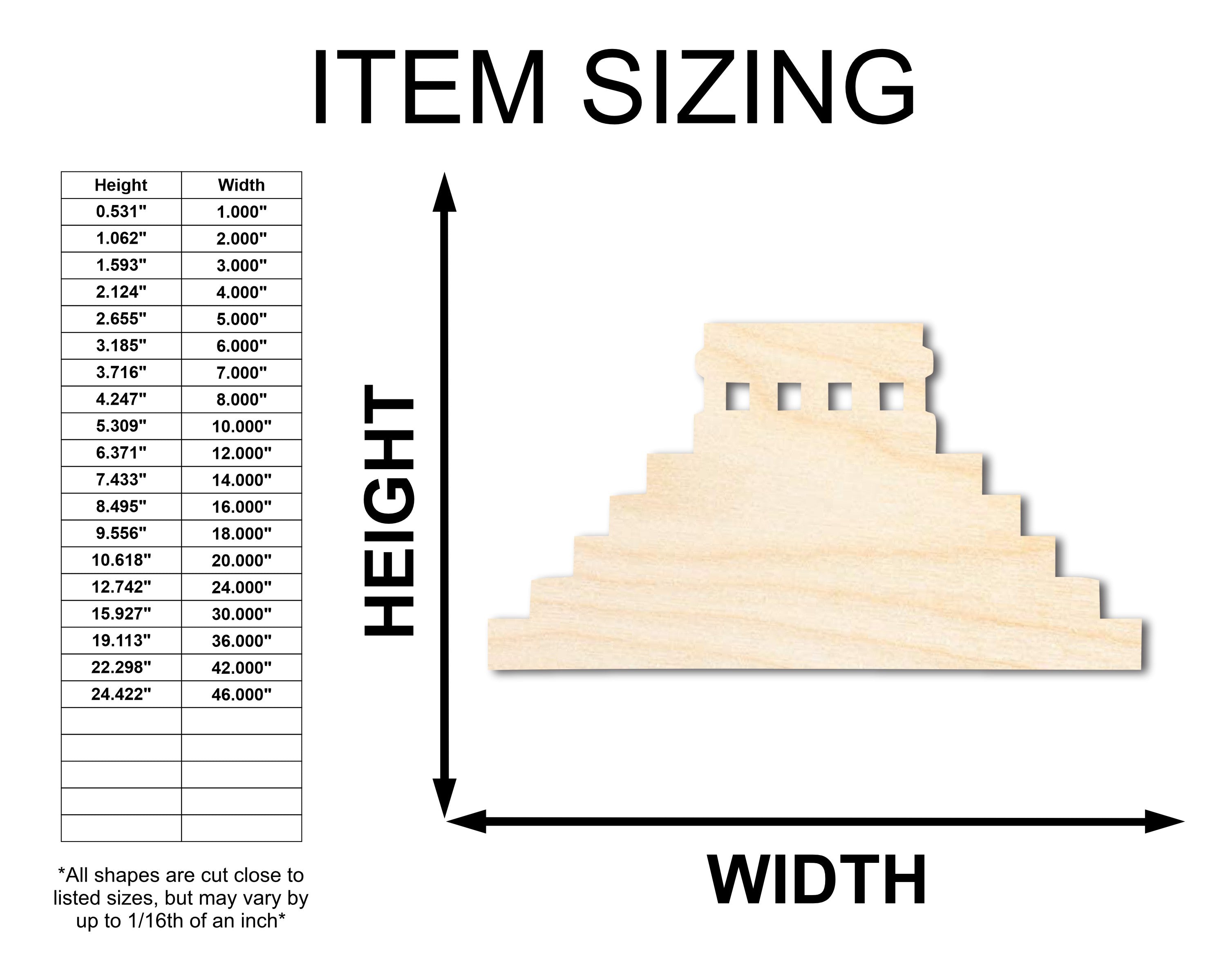 Unfinished DIY Craft Cutout in Mayan Pyramid Shape, Available up to 46 Inches for Various Crafting Projects