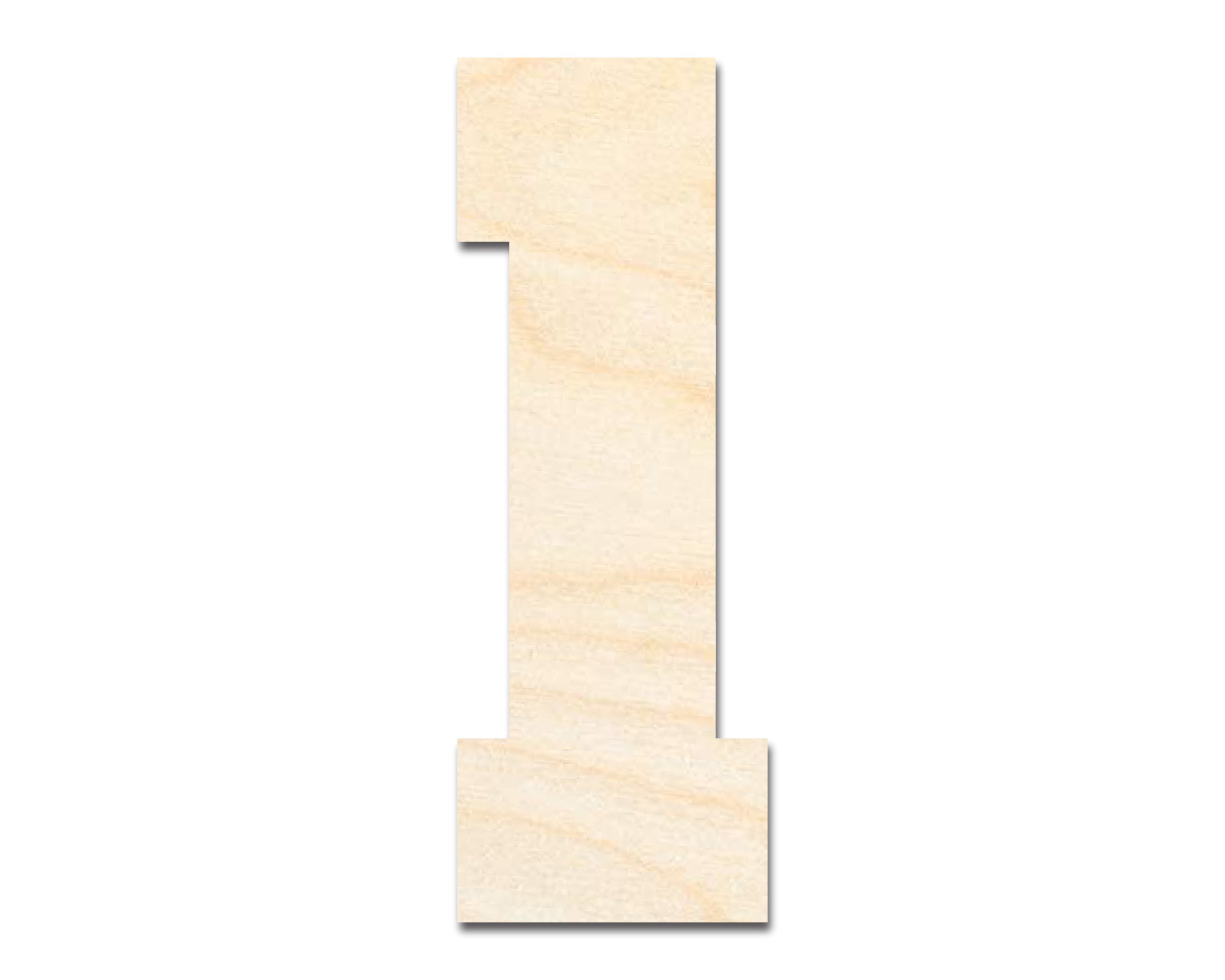 DIY Unfinished Wood Number One Shape Craft Cutout up to 46 Inches