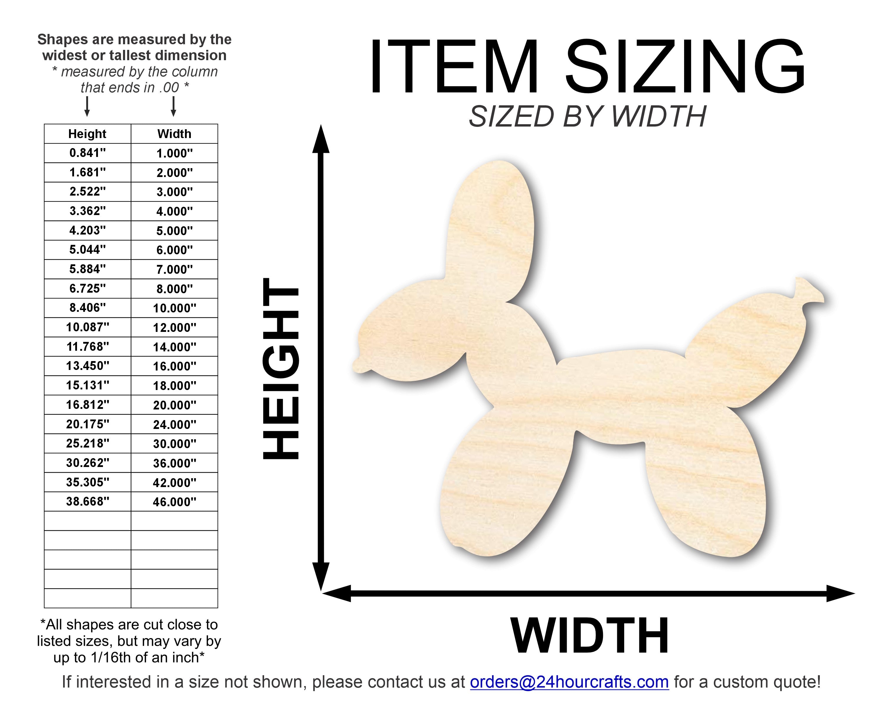 DIY Unfinished Baltic Birch Balloon Dog Shape Craft Cutout up to 46 Inches