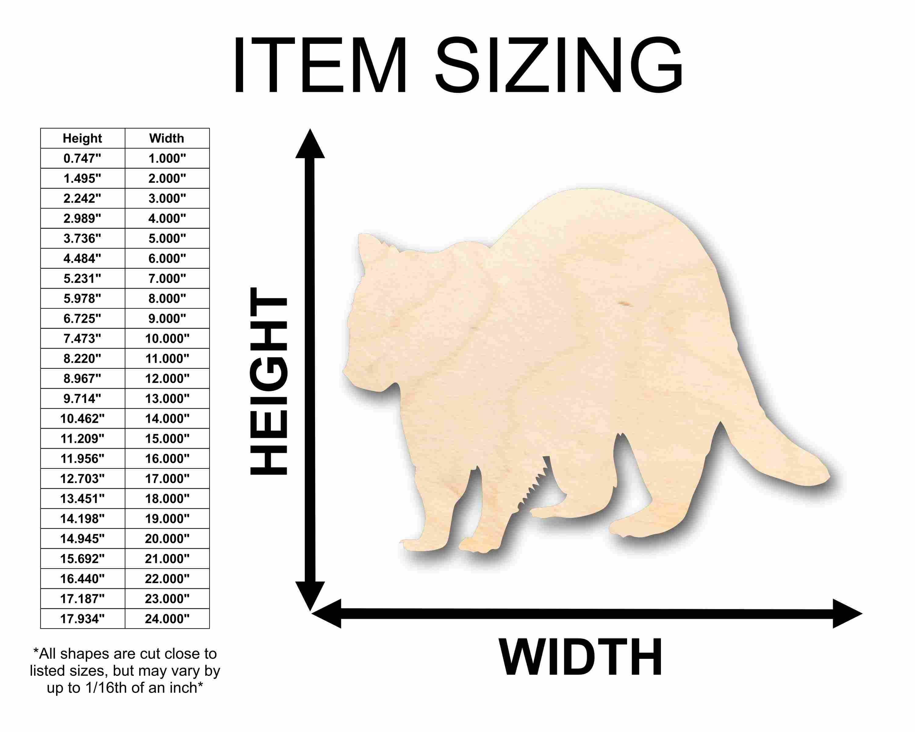 Unfinished DIY Wood Raccoon Silhouette Crafting Kit - Suitable for Up to 46 Do - It - Yourself Projects