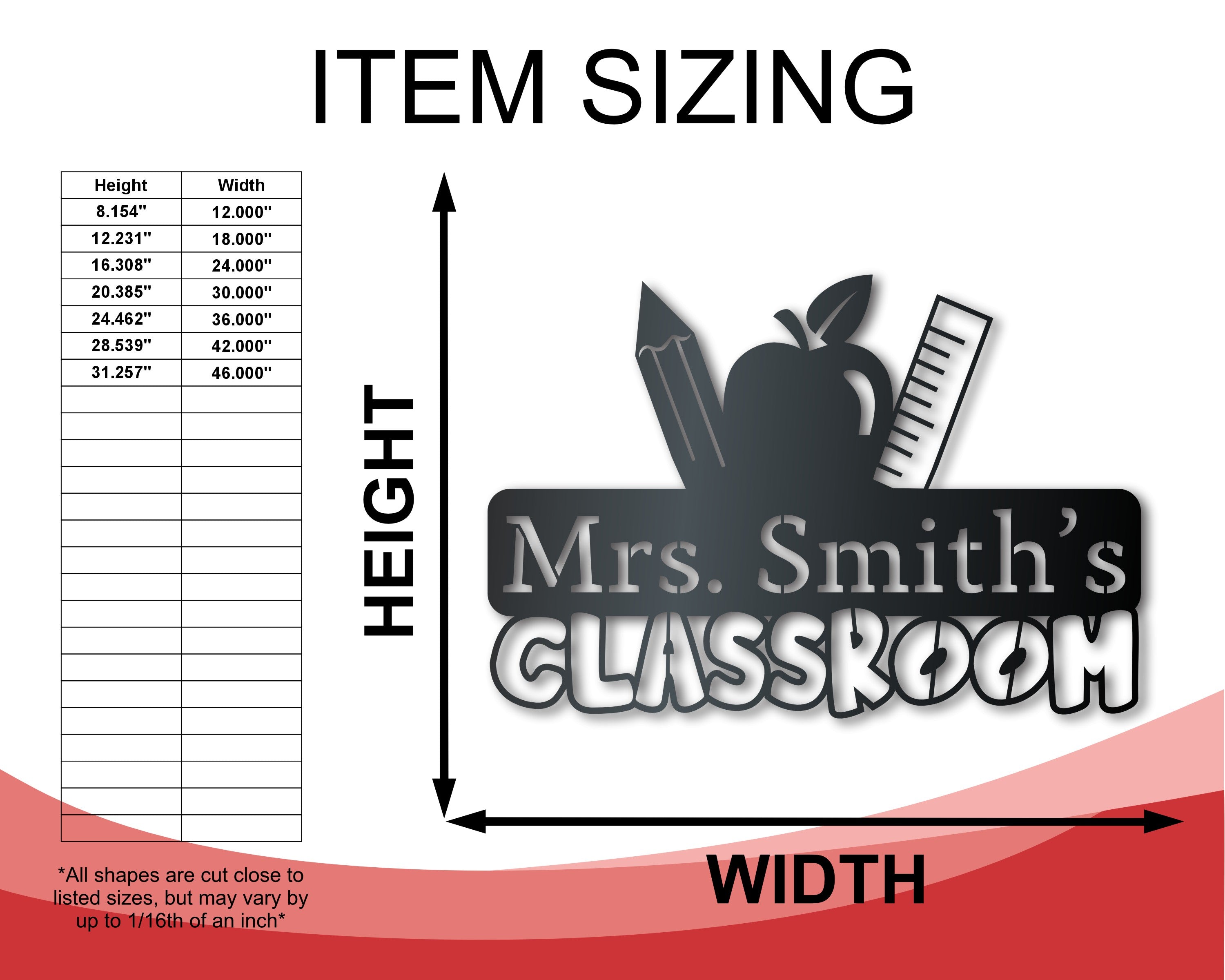 Customizable Metal School Teacher Wall Art | Indoor/Outdoor with 20+ Color Options