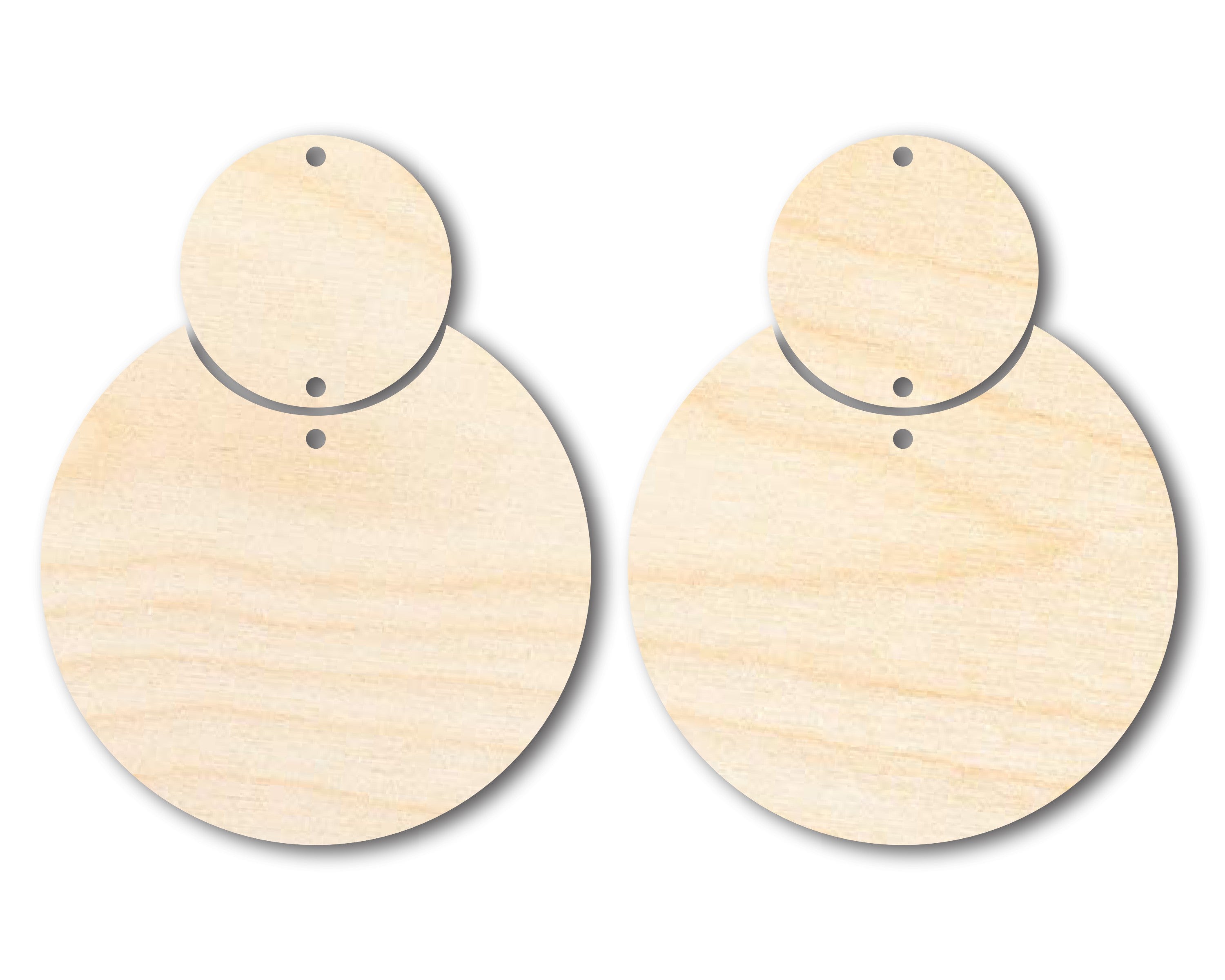 DIY 2-Piece Unfinished Wood Circle Earring Blanks - Sizes 2' to 4' Available