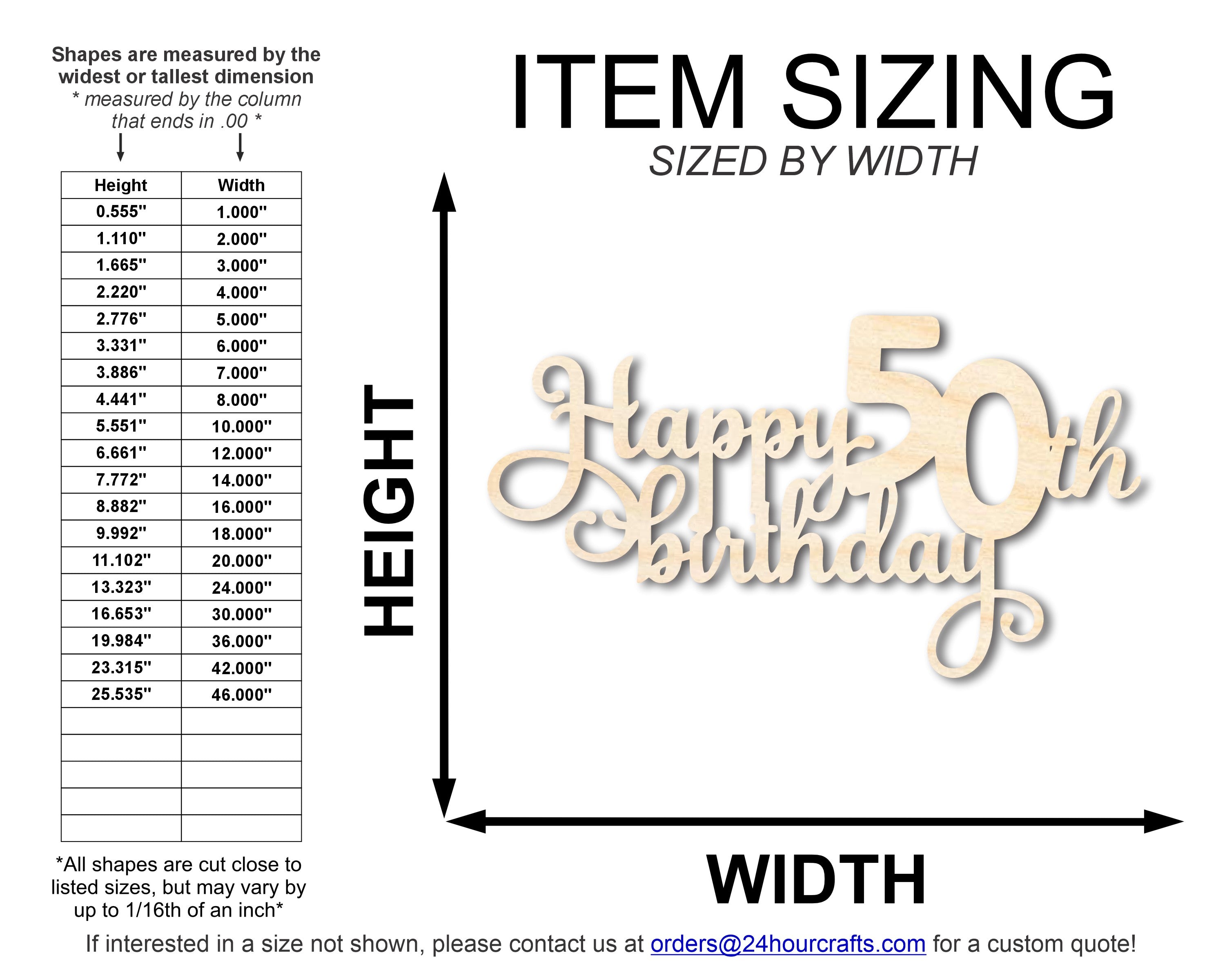 Unfinished DIY Craft Cutout in the Shape of a Happy 50th Birthday Sign | Up to 46 Inches for Do - It - Yourself Projects