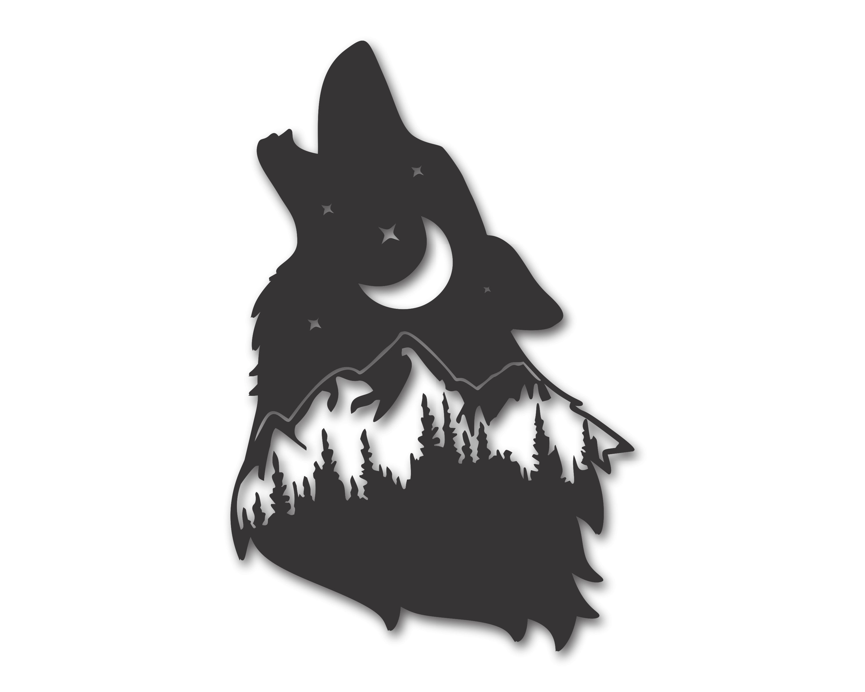 Exquisite Metal Wolf Mountain Landscape Wall Art Decor for Indoor and Outdoor Use