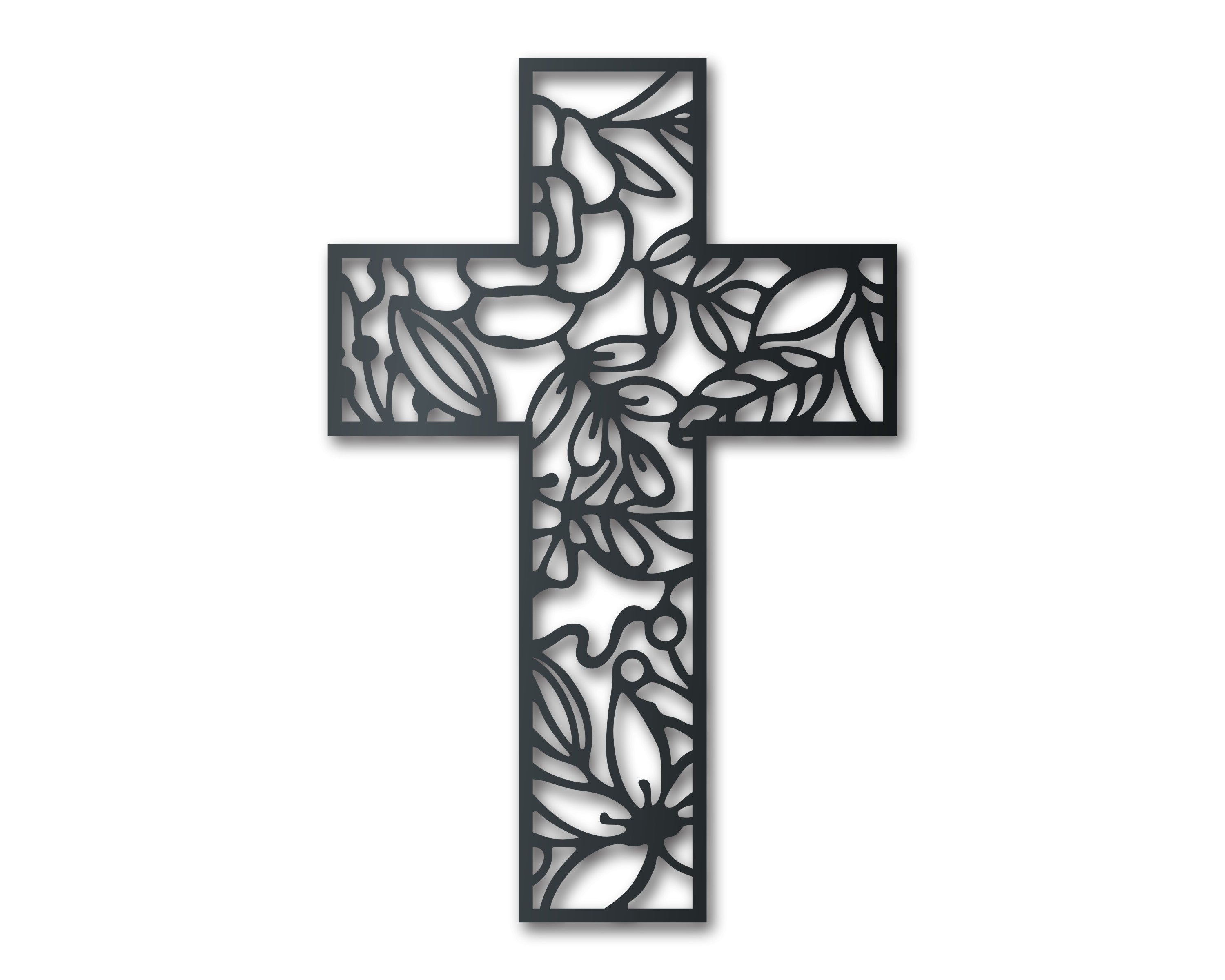 14 - Color Metal Floral Cross Wall Decor with Multiple Sizes