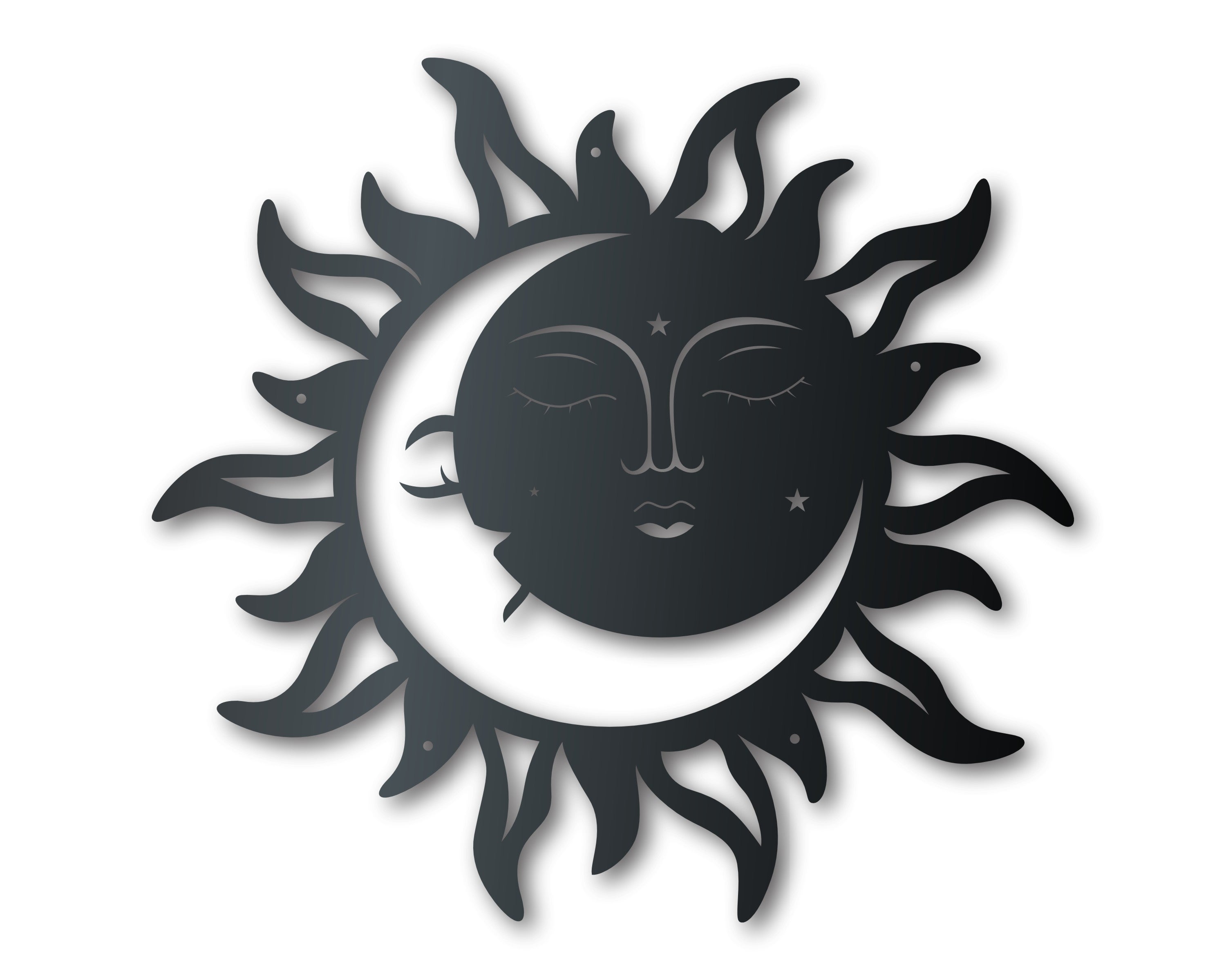 Exquisite Metal Sun and Moon Wall Art with Over 20 Colors, Up to 46 Inches