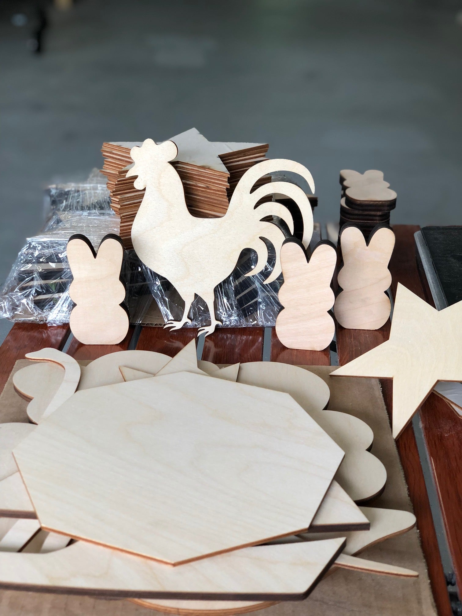 1LB Assorted Shapes Unfinished Wood Mystery Craft Box for Creative Projects