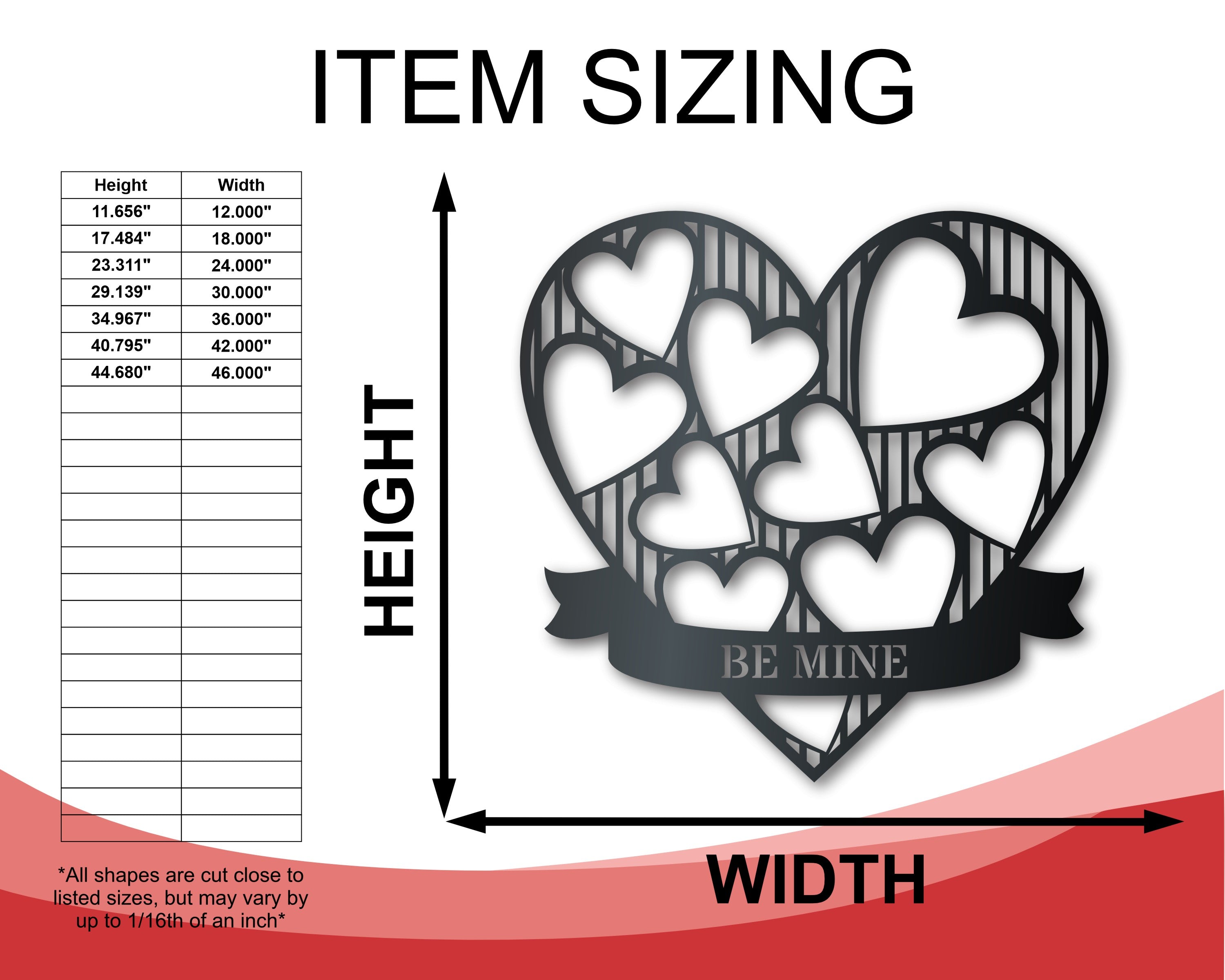 14 - Color Options Metal Wall Art Sign Featuring Heart of Hearts Design