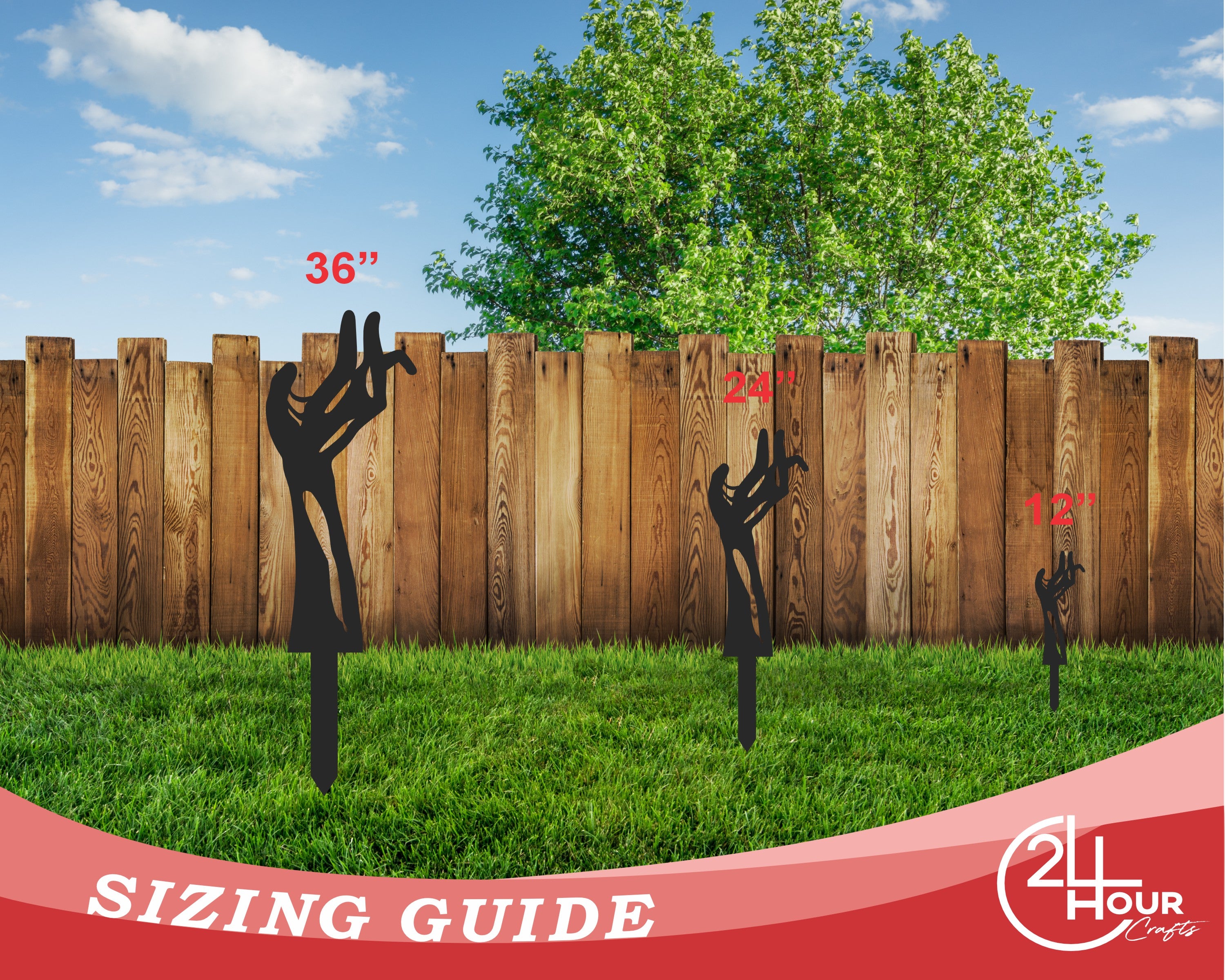 Set of 5 Metal Zombie Hands Garden Stakes - 20+ Color Options for Outdoor Halloween Decor