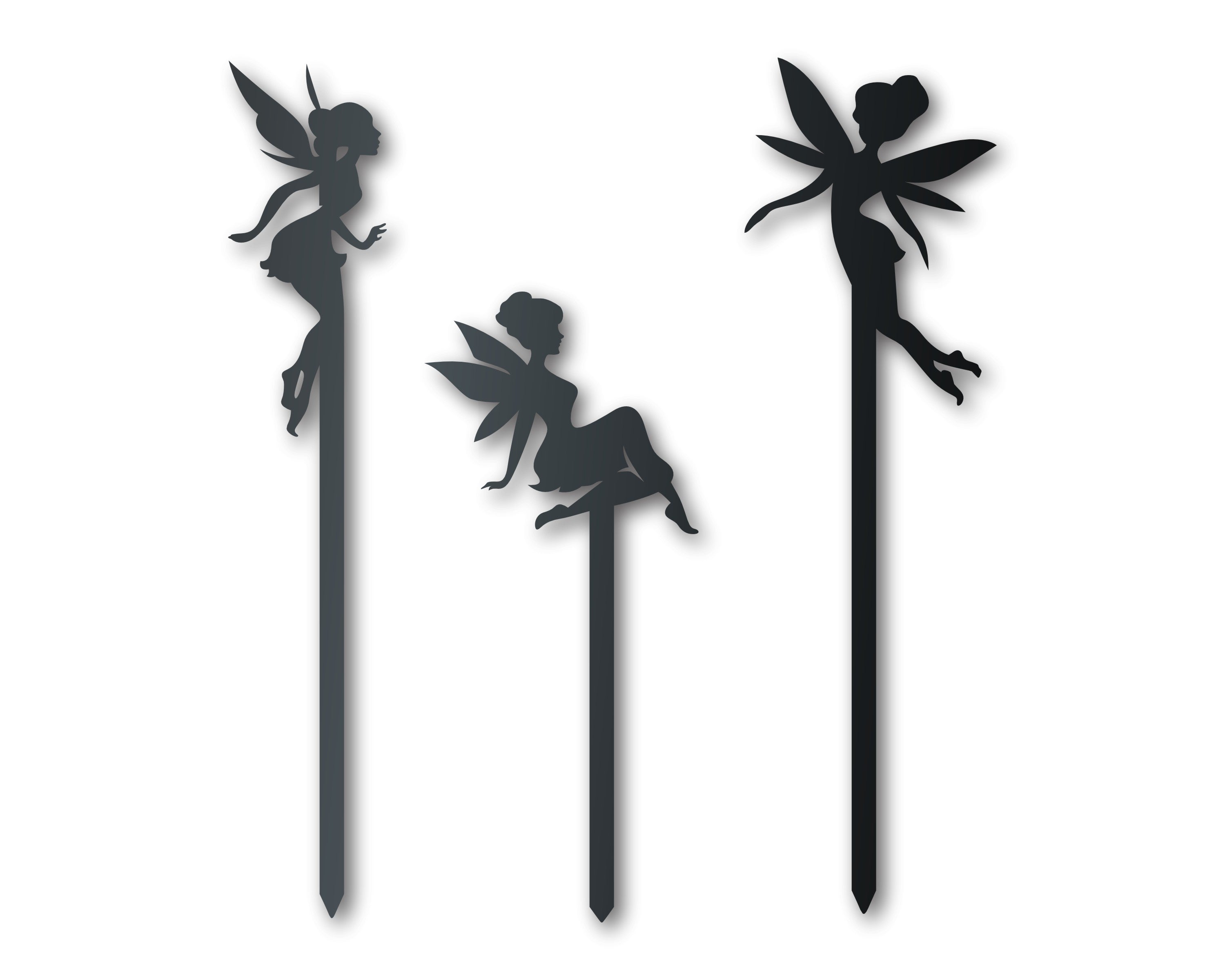 Decorative Metal Fairy Garden Stakes and Metal Garden Set for Outdoor Use with Up to 24 Pieces and More Than 20 Color Choices