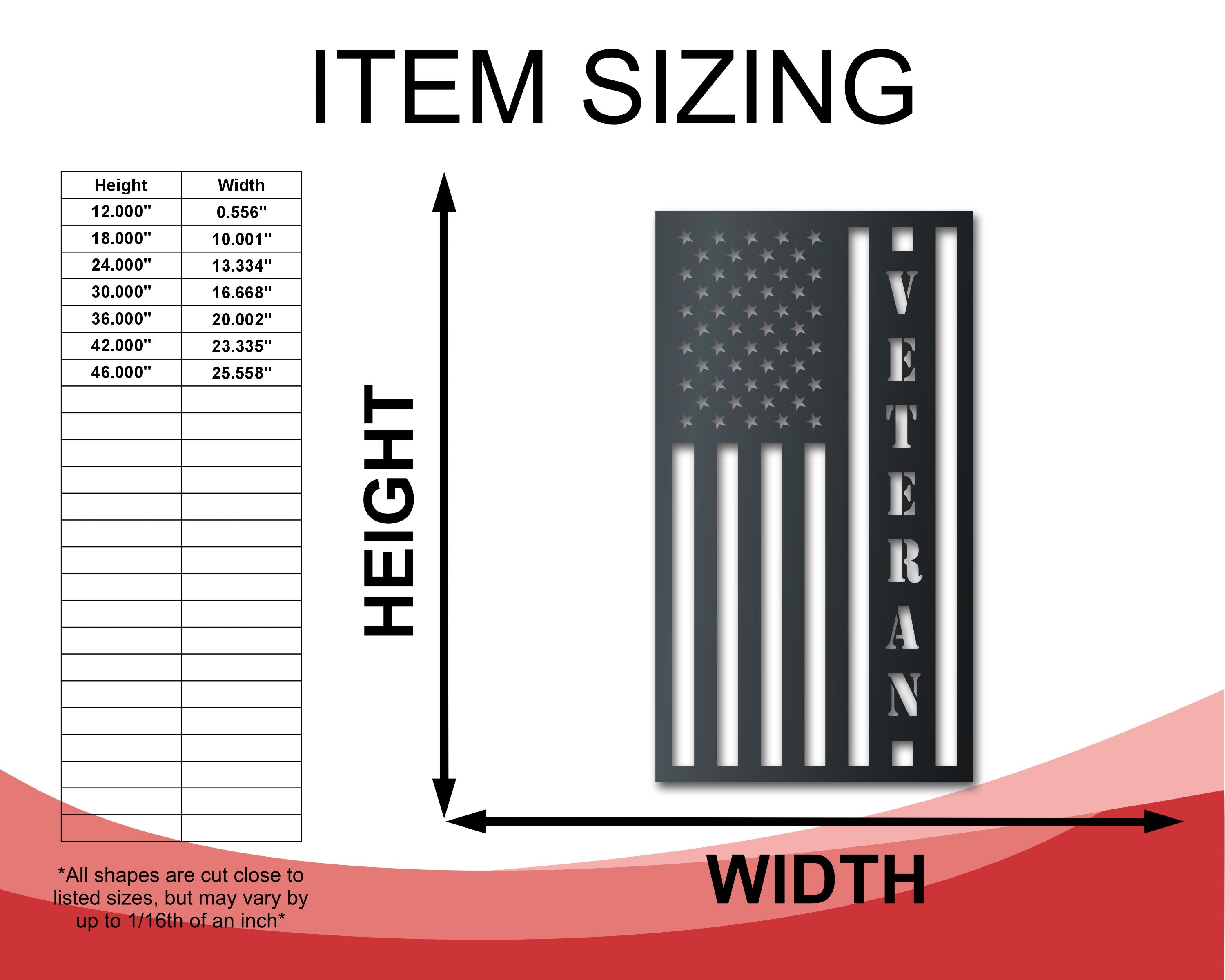 Patriotic Metal USA Flag Wall Art for Veterans | Up to 36" | 20+ Color Options
