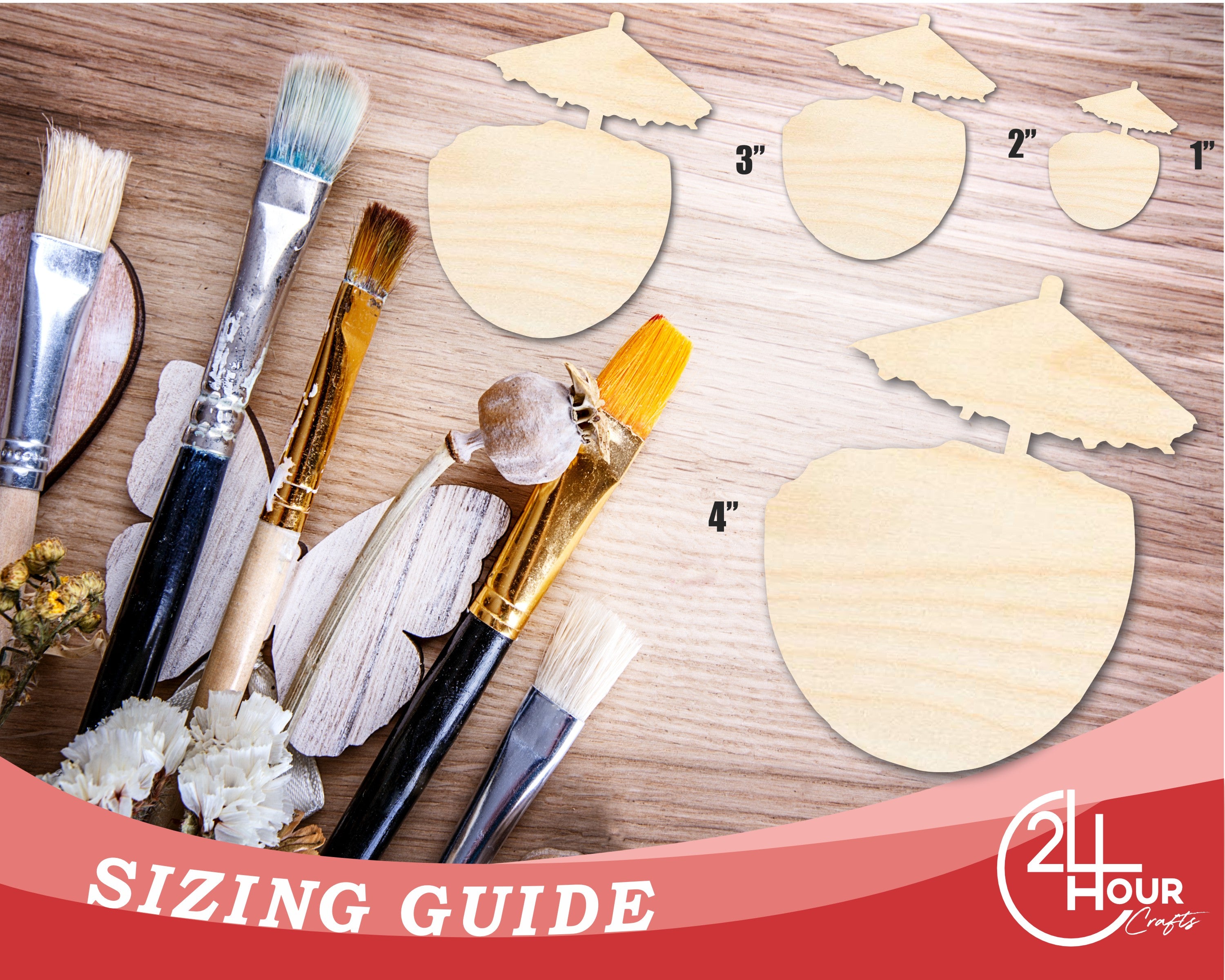 DIY Unfinished Coconut Drink Shaped Craft Cutouts - Up to 46 Pieces