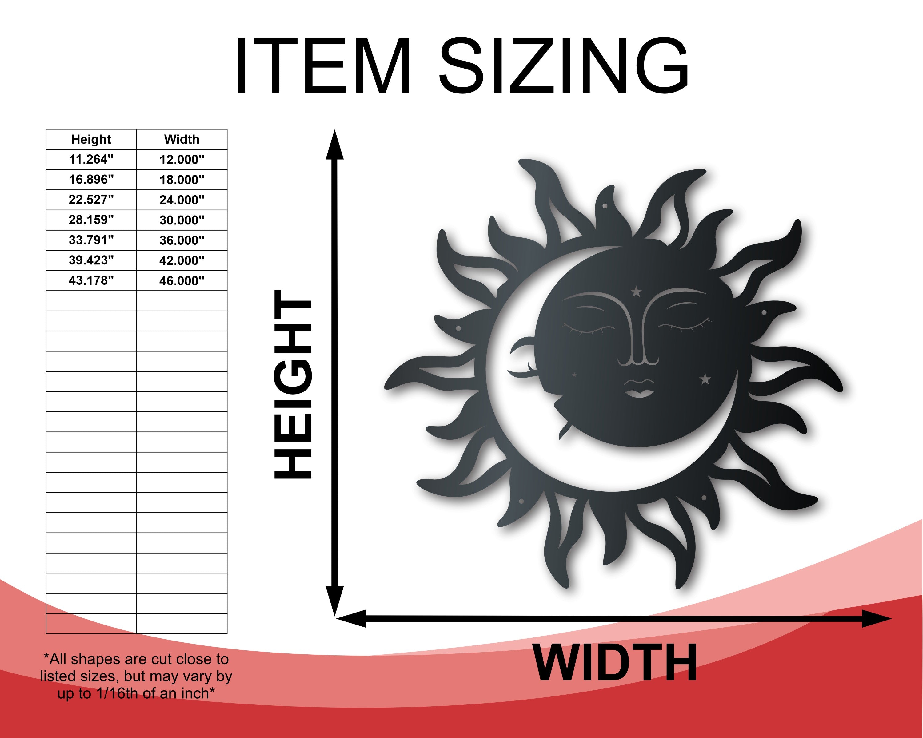 Exquisite Metal Sun and Moon Wall Art with Over 20 Colors, Up to 46 Inches