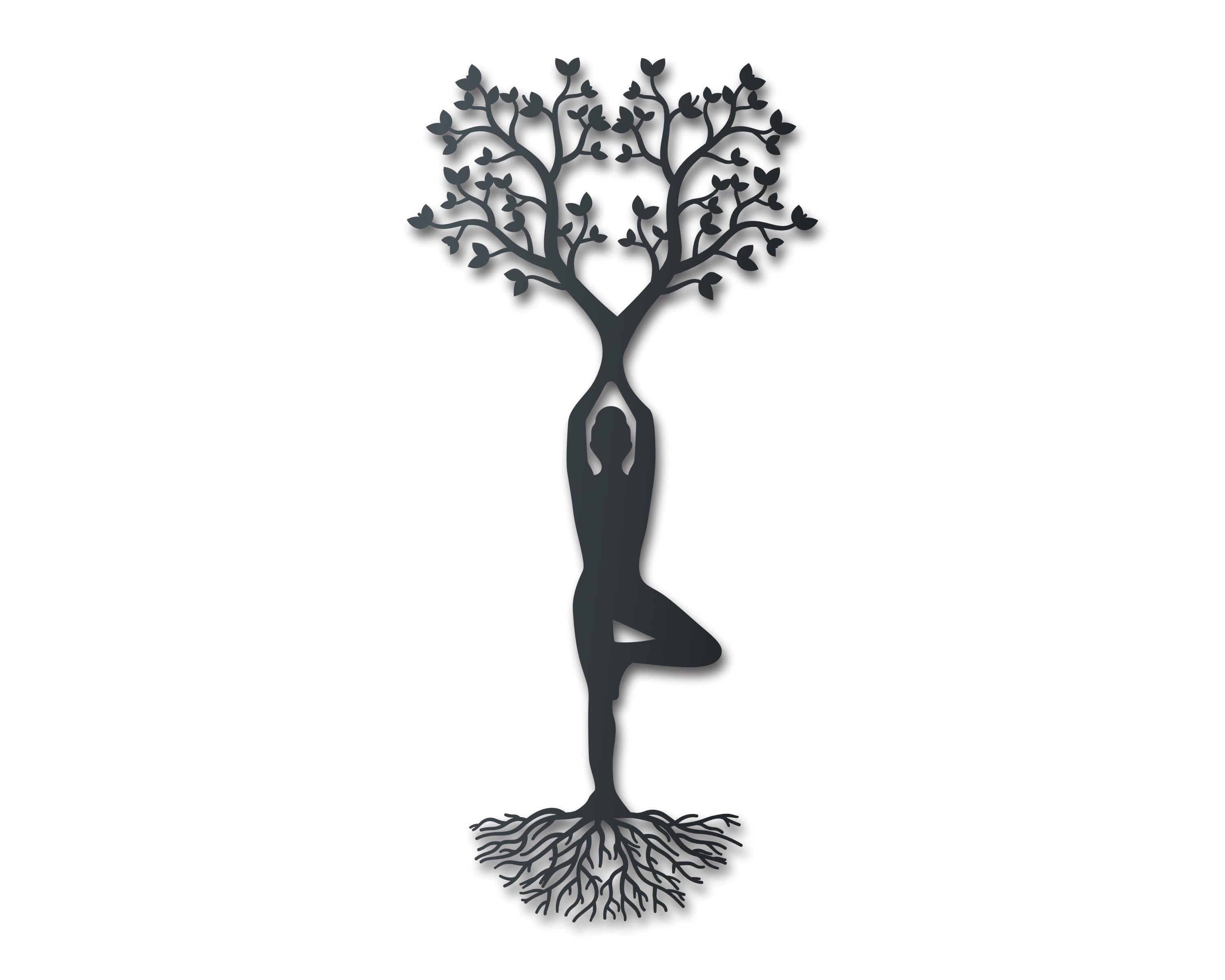 14 - Color Choices Metal Wall Art for Yoga Tree Pose Decoration