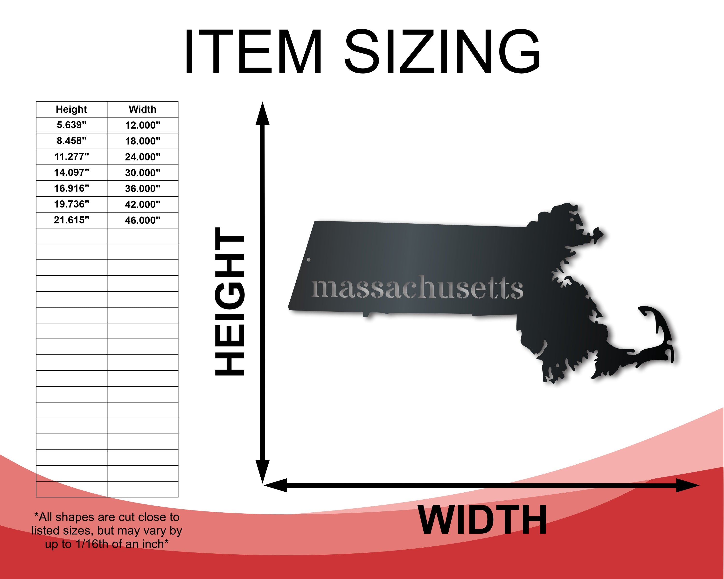Customizable Metal Wall Art of Massachusetts - US State Sign with 14 Color Choices for Decorative Purposes