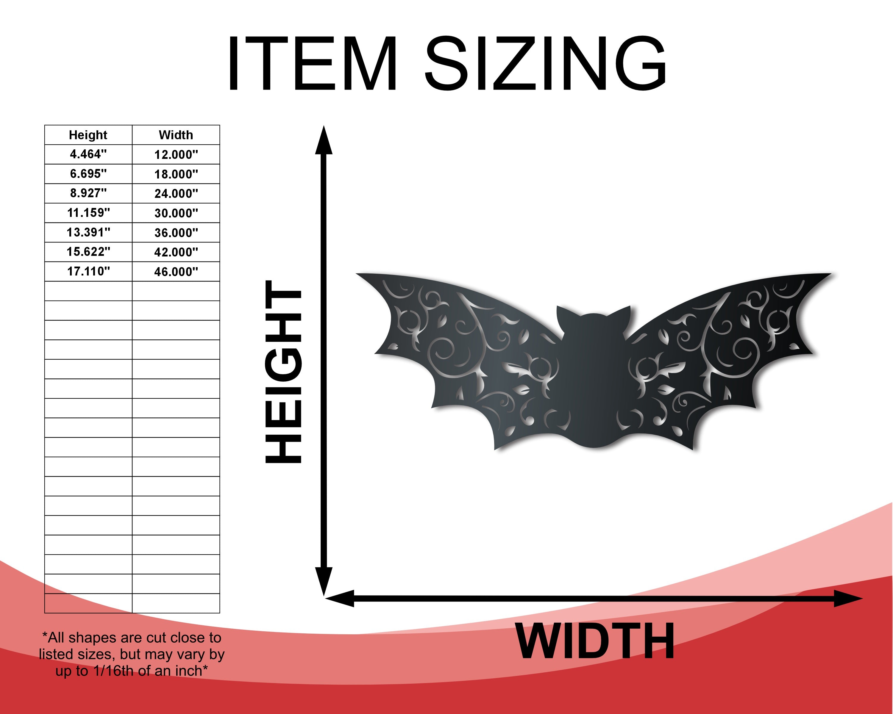 Halloween Metal Floral Bat Wall Art | Up to 36 Inches | Over 20 Color Choices