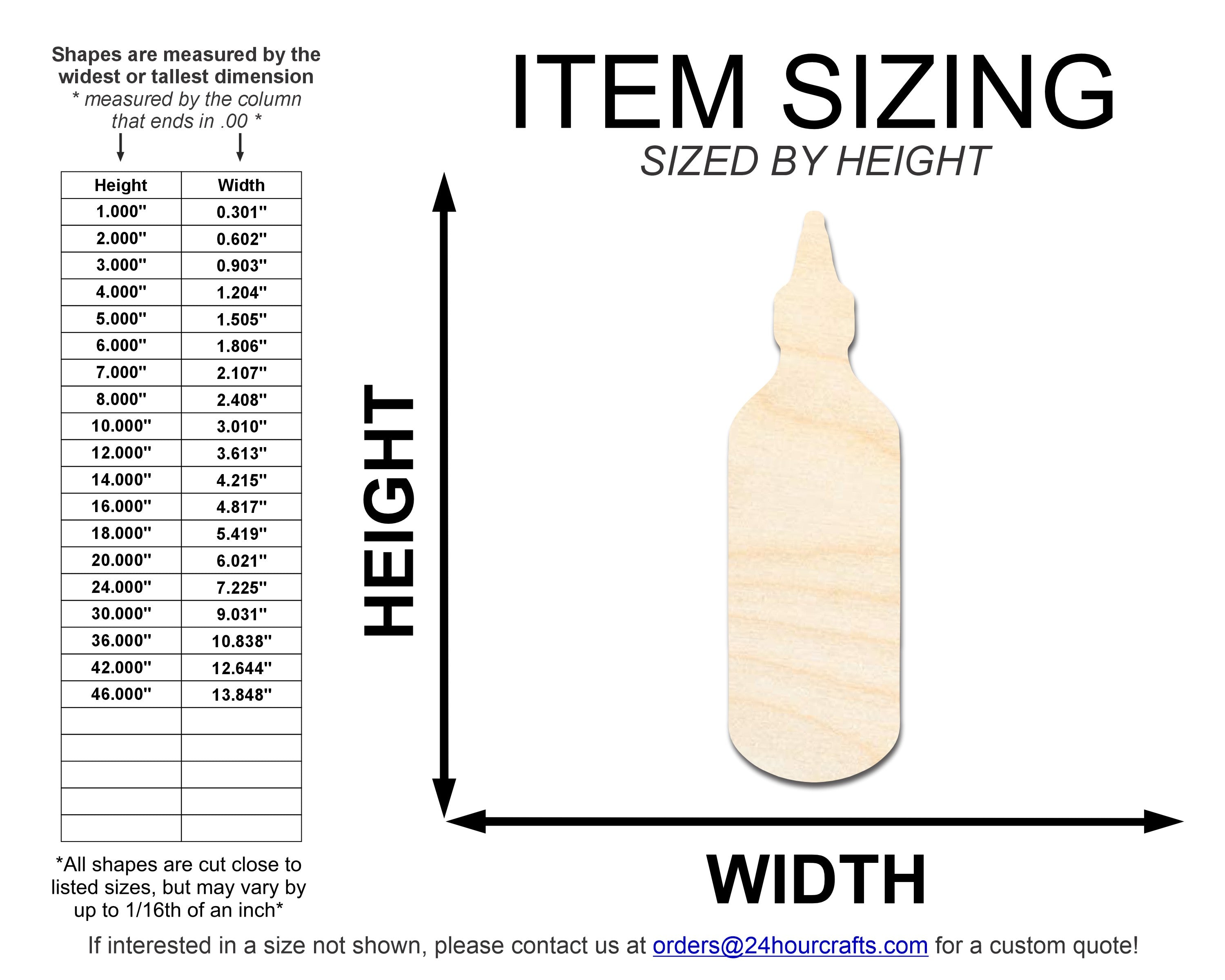 Unfinished DIY Craft Cutout in Sriracha Bottle Shape | Up to 46 Inches for Do - It - Yourself Projects