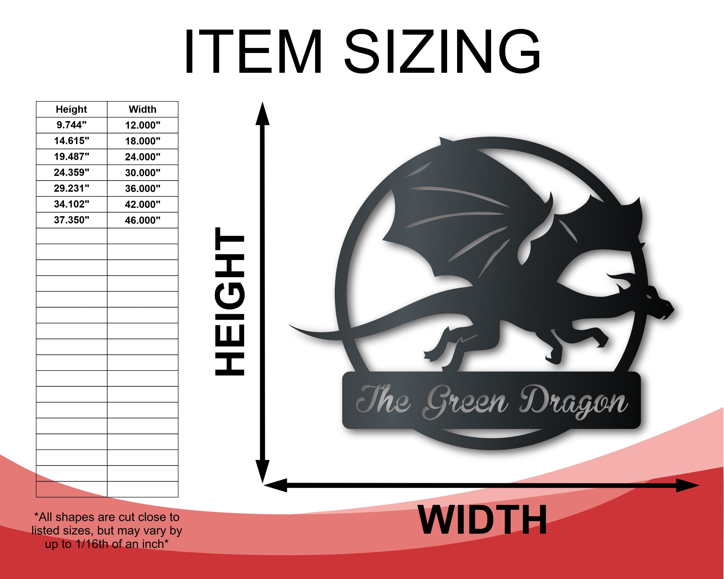 Indoor and Outdoor Decorative Metal Dragon Wall Art Fantasy Sign with Up to 46 Sizes and Over 20 Color Choices