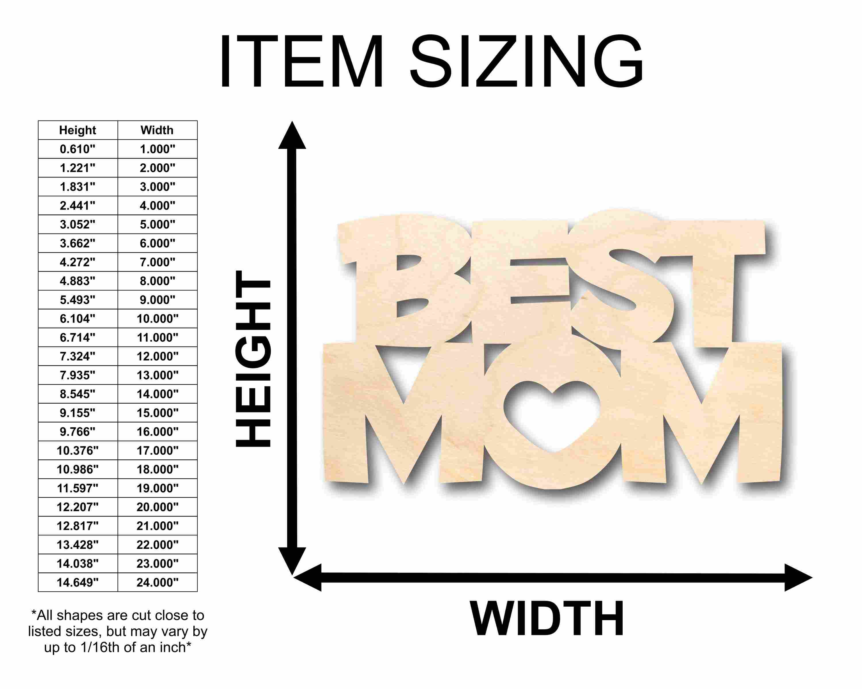 DIY Handmade Unfinished Wood 'Best Mom' Cutout for Mother's Day Gift