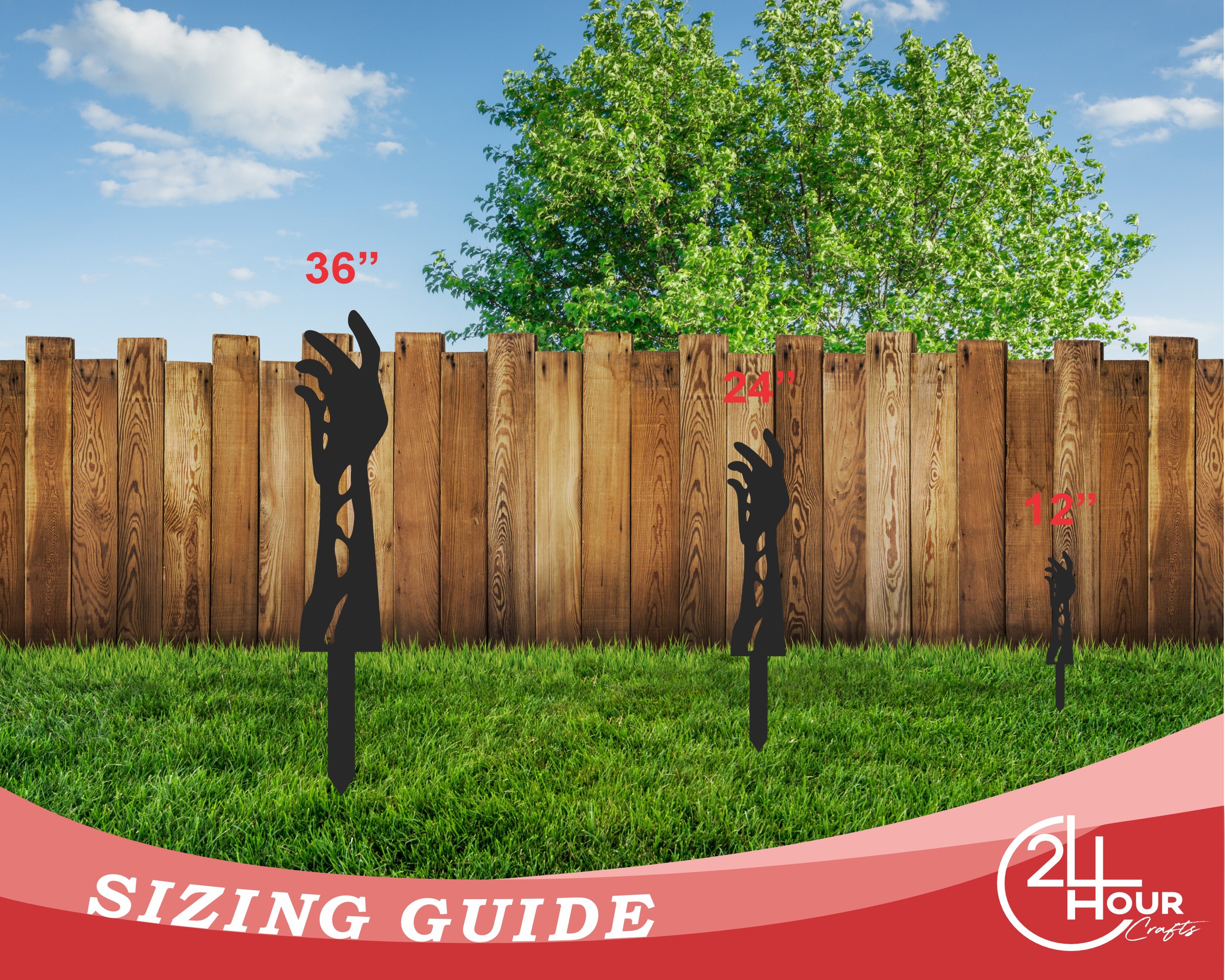 Set of 5 Metal Zombie Hands Garden Stakes - 20+ Color Options for Outdoor Halloween Decor