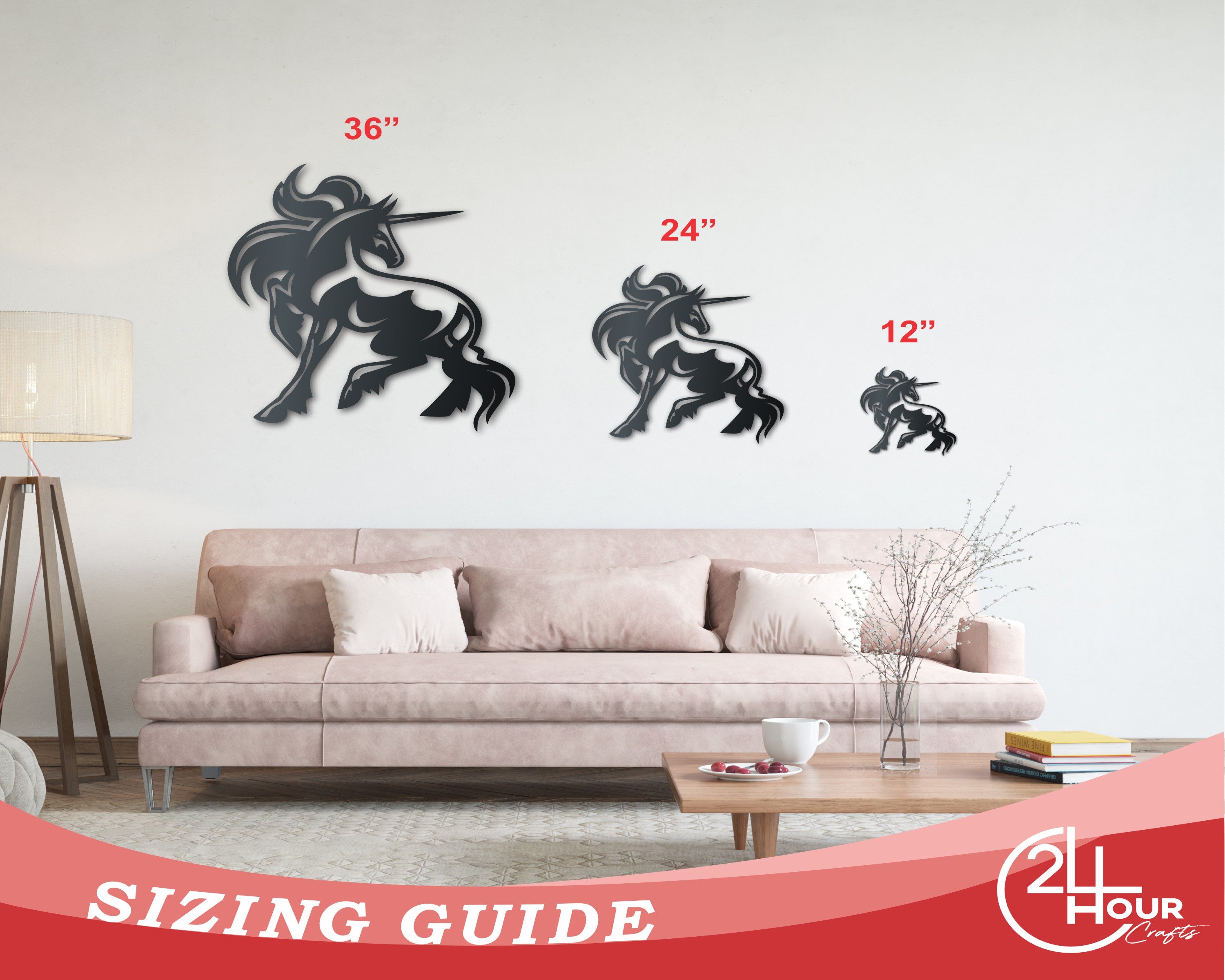 14 - Color Metal Unicorn Wall Art with Various Sizes