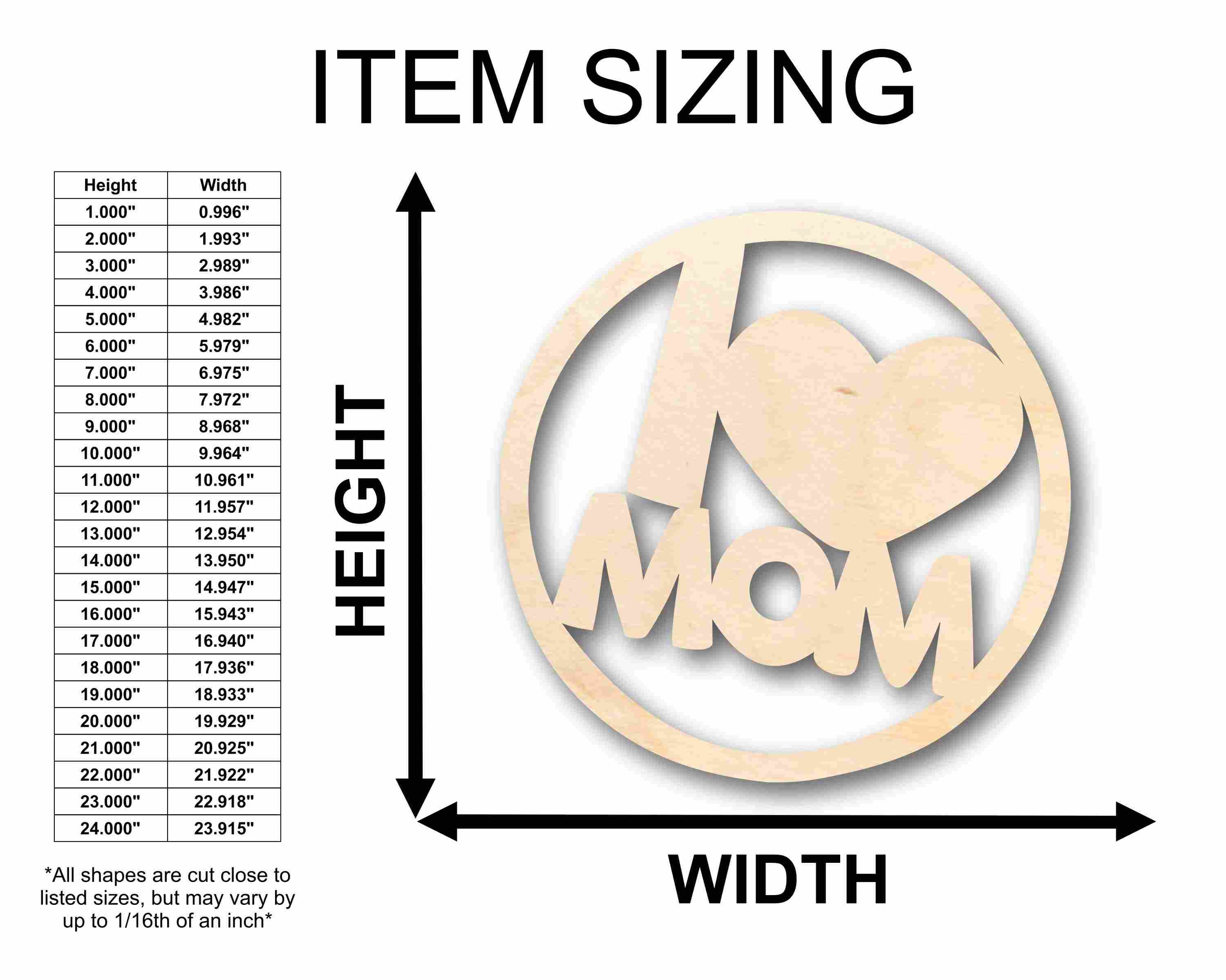 DIY Handmade 'I Heart Mom' Round Unfinished Wood Cutout for Mother's Day Gift