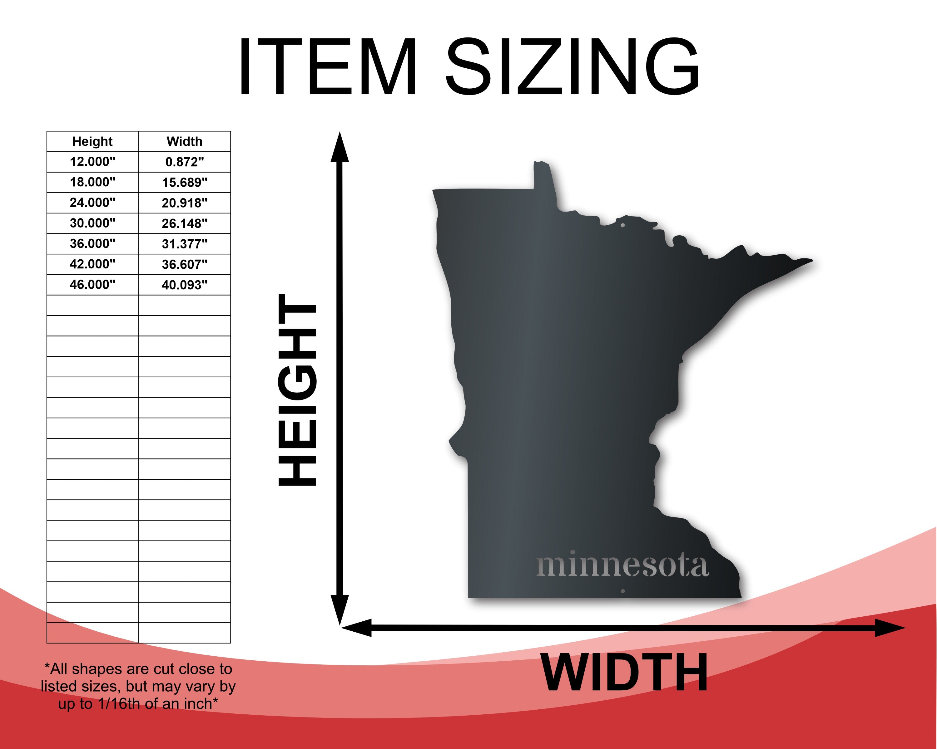 Customizable 14-Color Metal Minnesota Wall Art - US State Sign