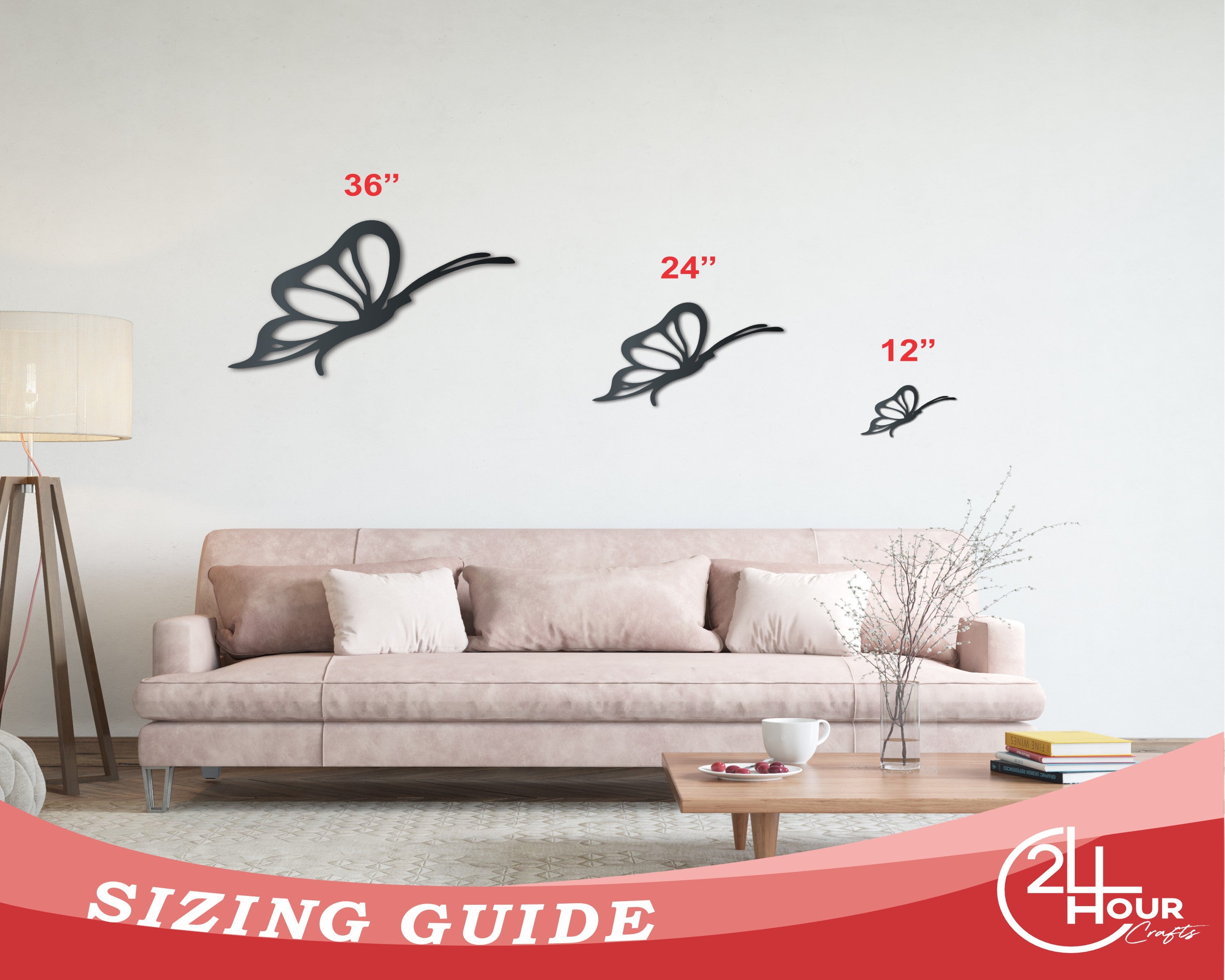 20 - Color Metal Flying Butterfly Wall Decor with Various Sizes