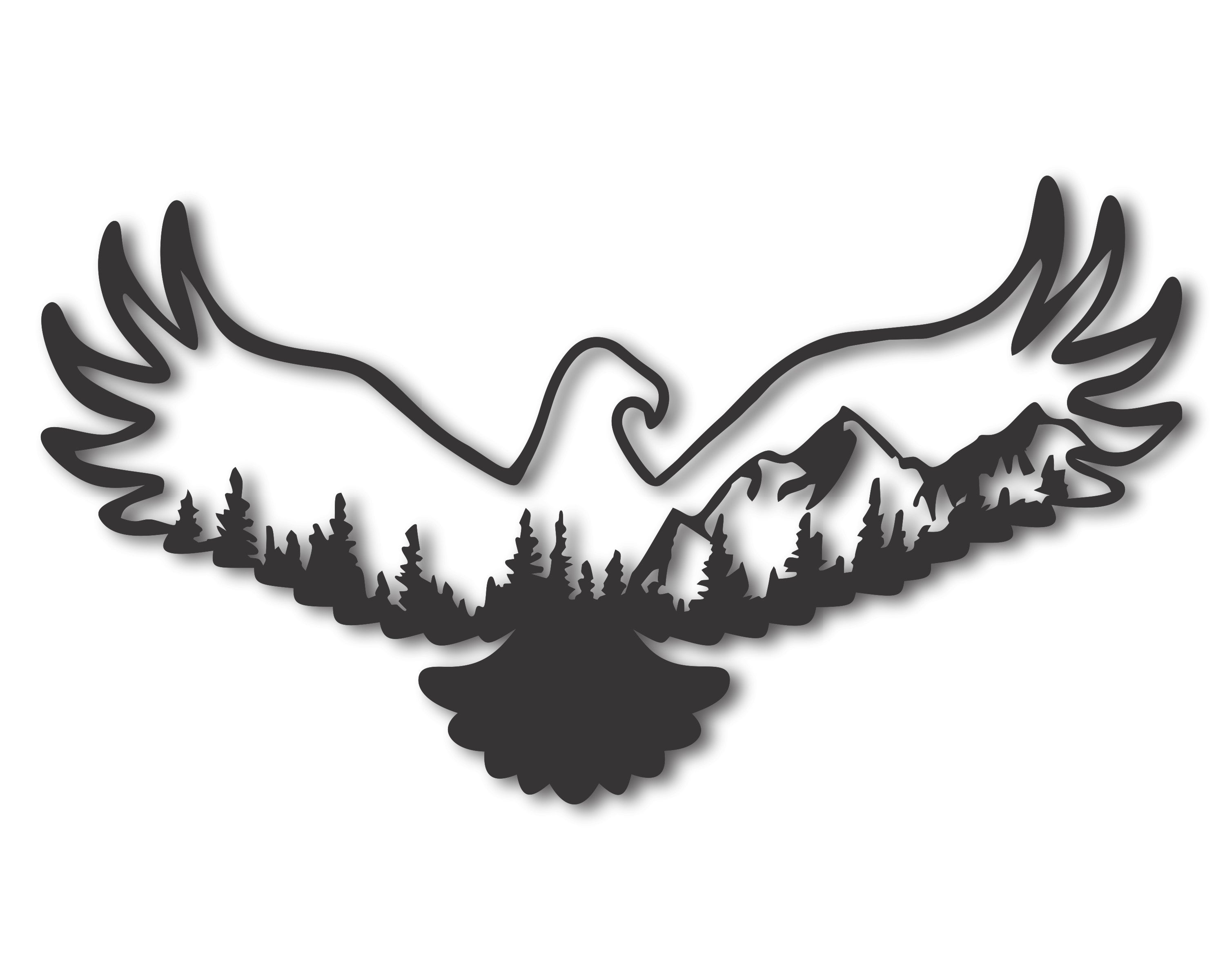 Rustic 16-Gauge Metal Wall Art: Eagle Mountain Landscape Design