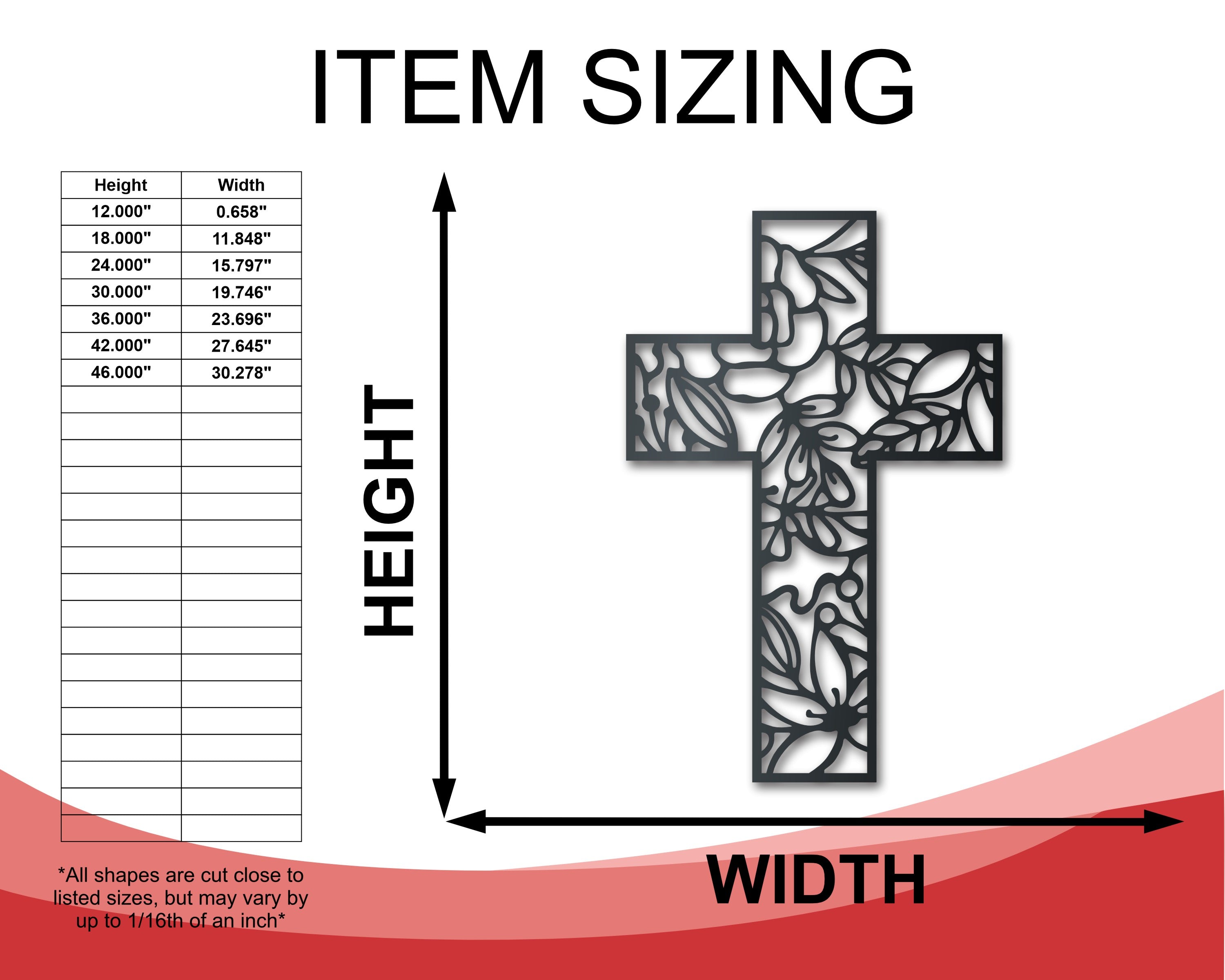 14 - Color Metal Floral Cross Wall Decor with Multiple Sizes