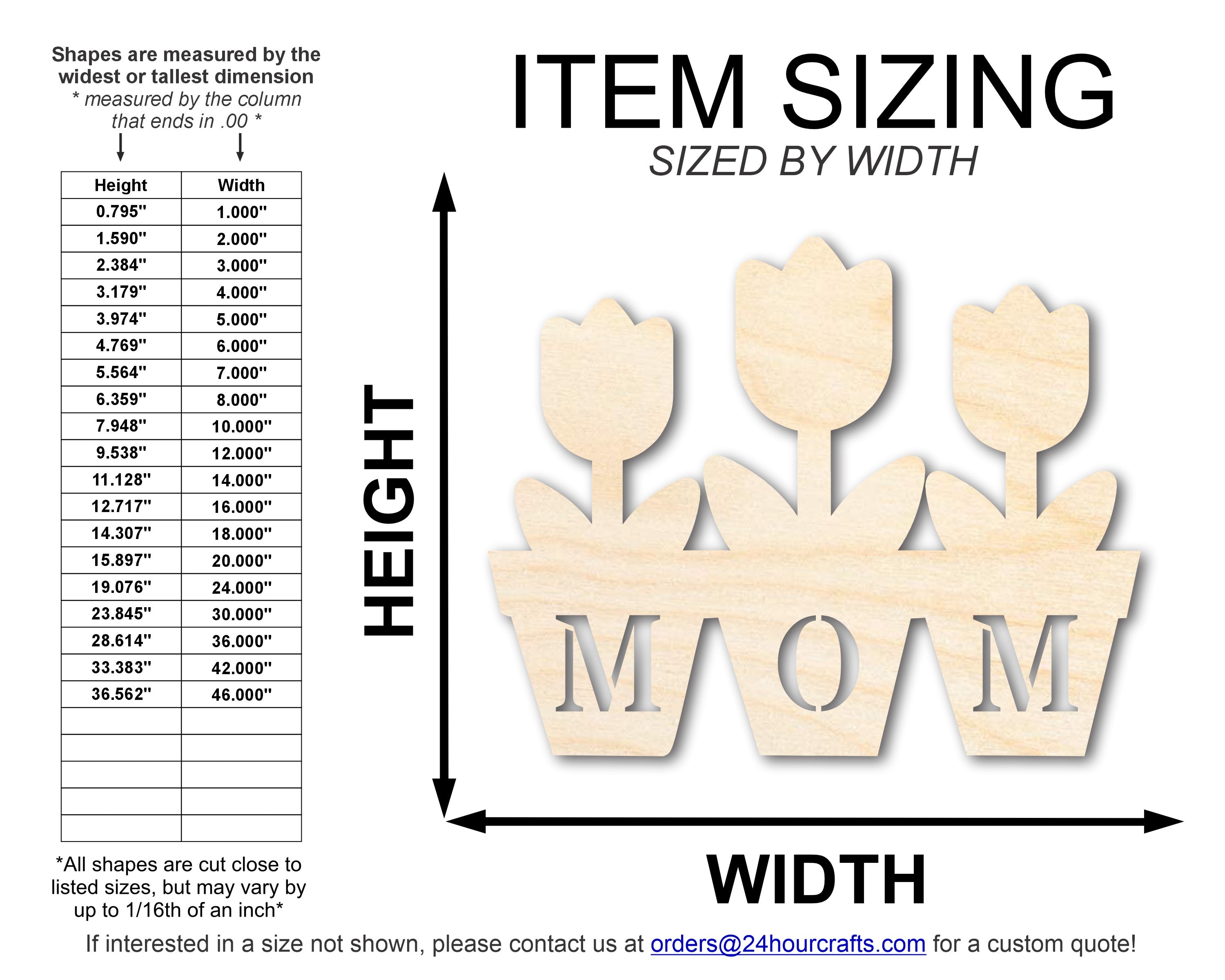 DIY Unfinished Mom Flower Pot Shape Cutouts - Up to 46 Sizes for Crafts