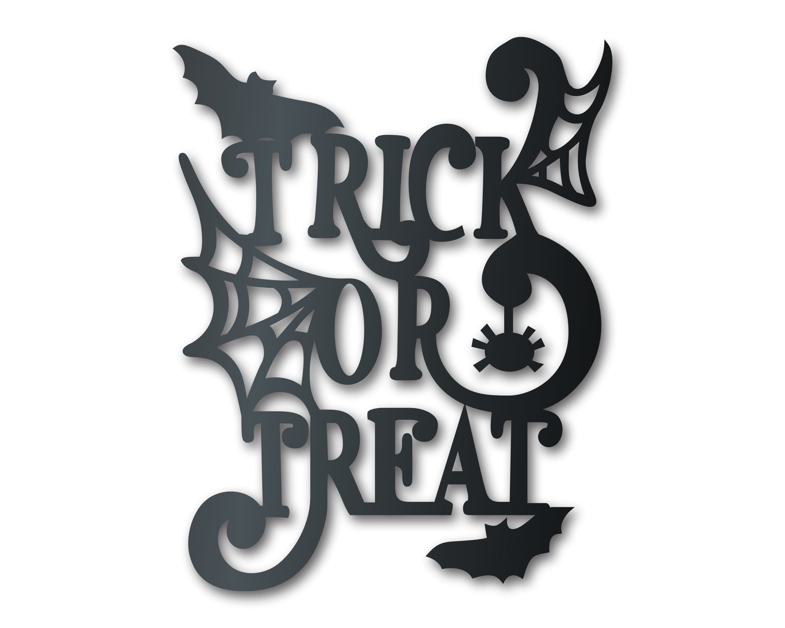 Indoor and Outdoor Metal Halloween Trick or Treat Wall Decor Art with Up to 36 Inches Size and Over 20 Different Color Choices