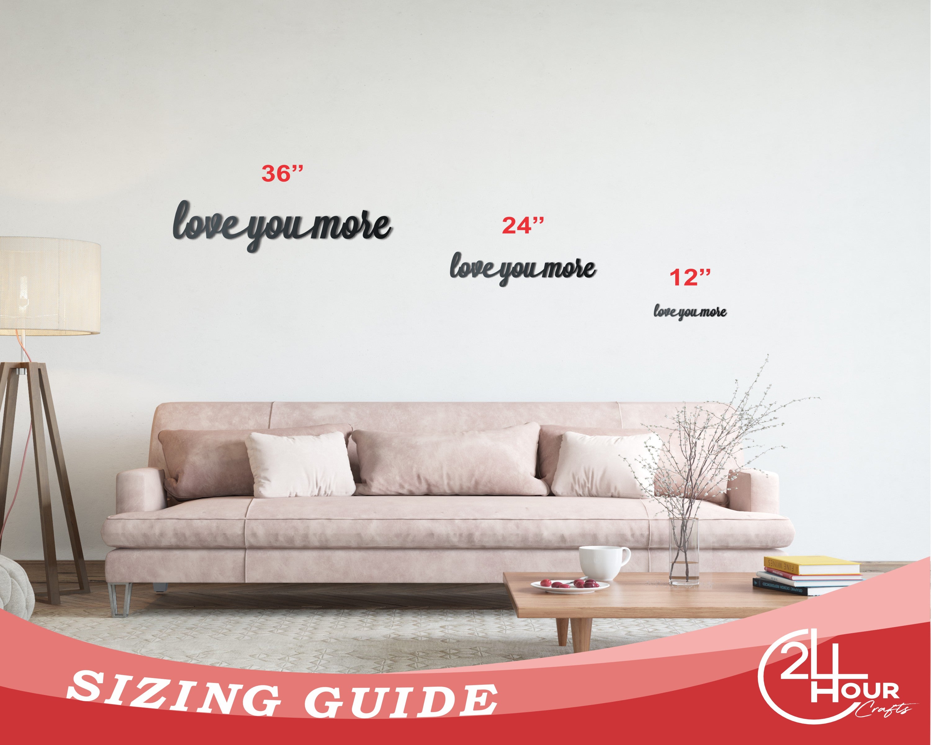 Metal Wall Art Sign Expressing 'Love You More' with 14 Different Color Choices