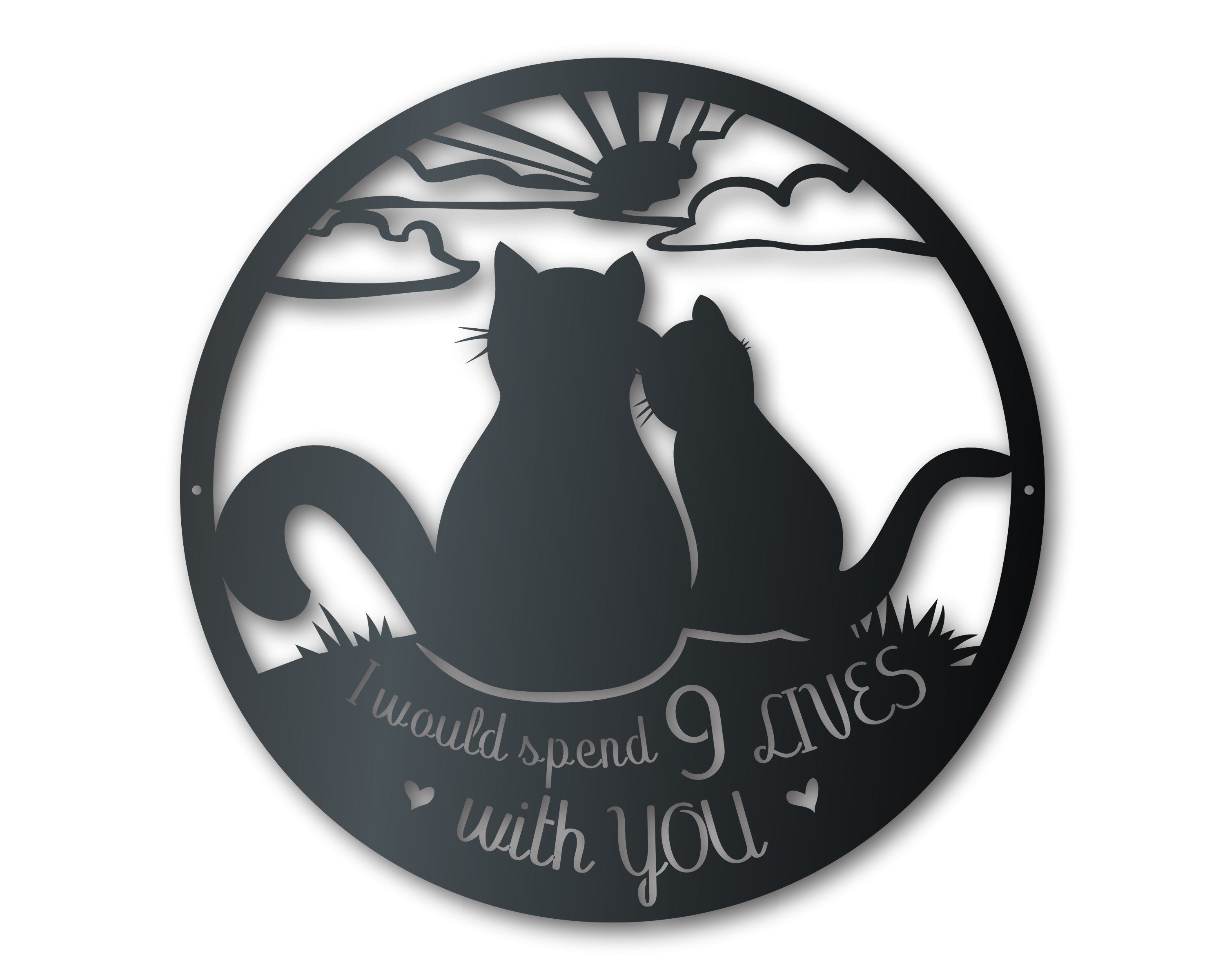 Customizable Metal Wall Art - Nine Lives Love Sign with 14 Color Choices