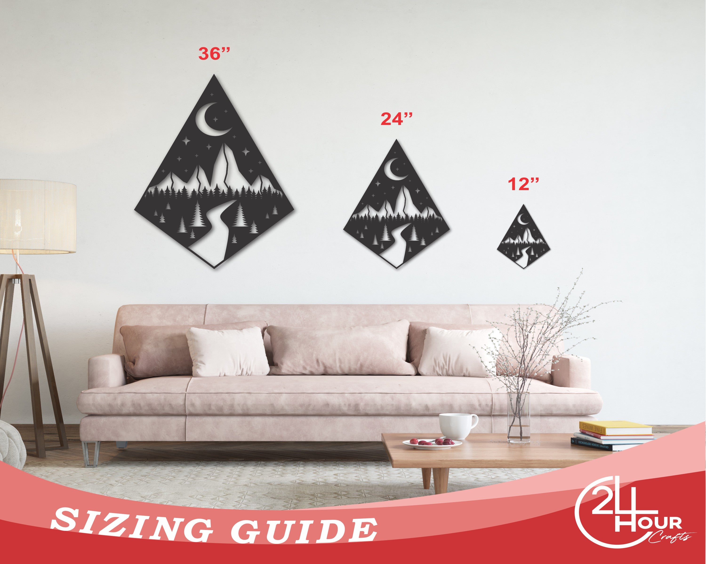 Stunning Metal Teardrop Diamond Design Mountain Forest Path Wall Decor Artwork