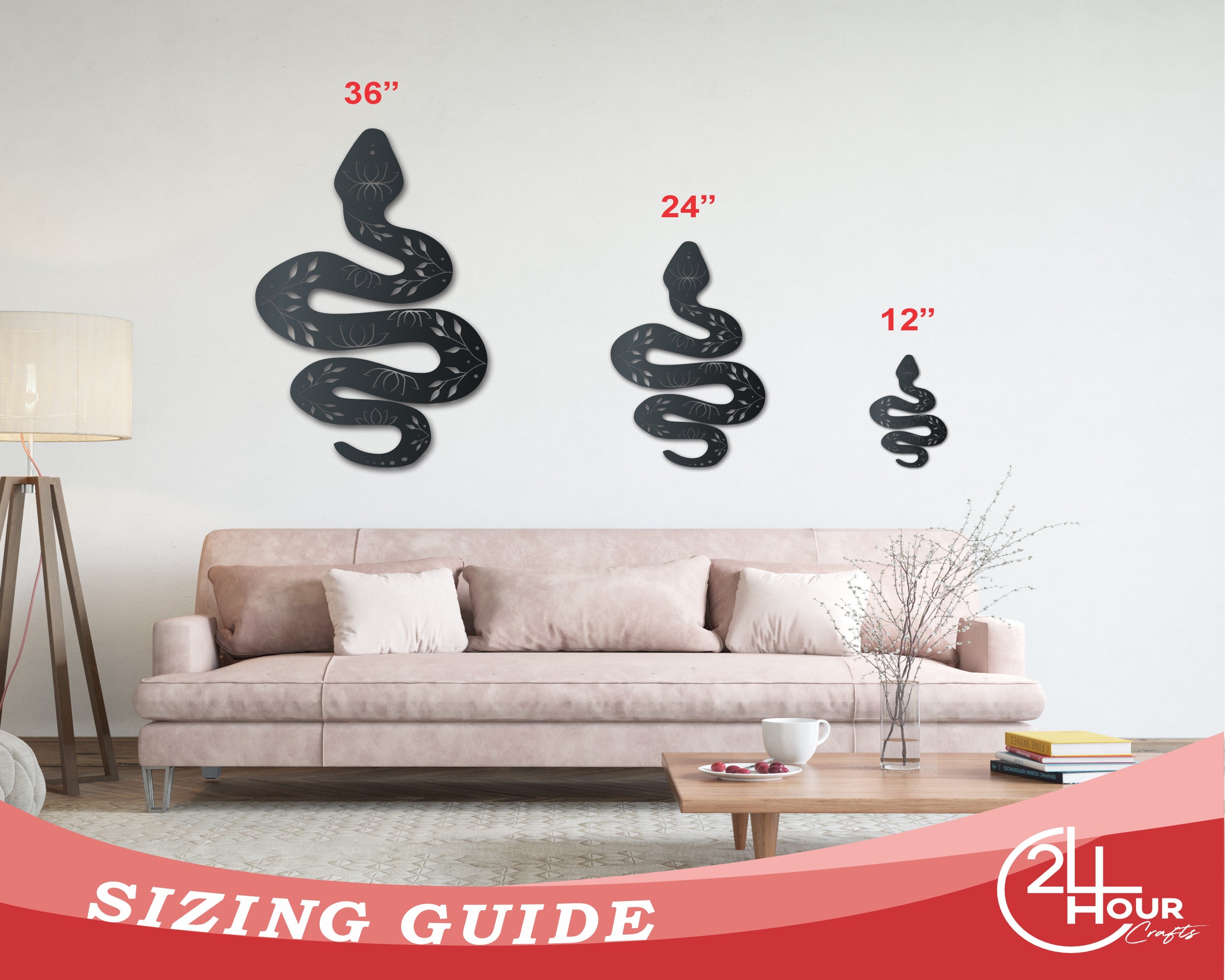 Decorative Metal Lotus Serpent Wall Art for Halloween Decor | Suitable for Both Indoor and Outdoor Use | Sizes Up to 36 Inches | More Than 20 Color Choices