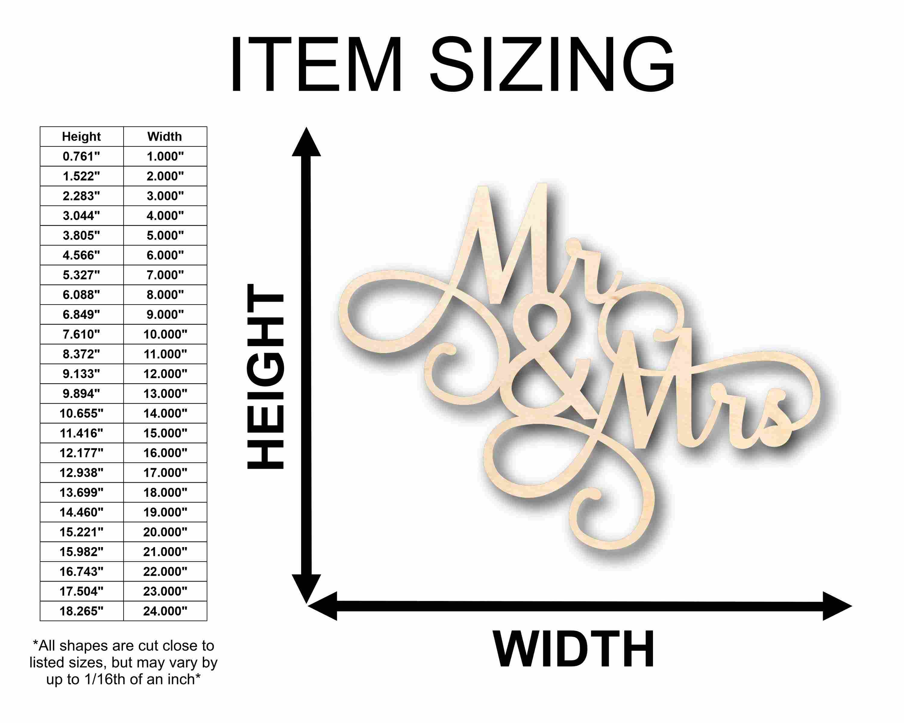 Unfinished Wood Mr. & Mrs. Sign Cutout for DIY Wedding Home Decor