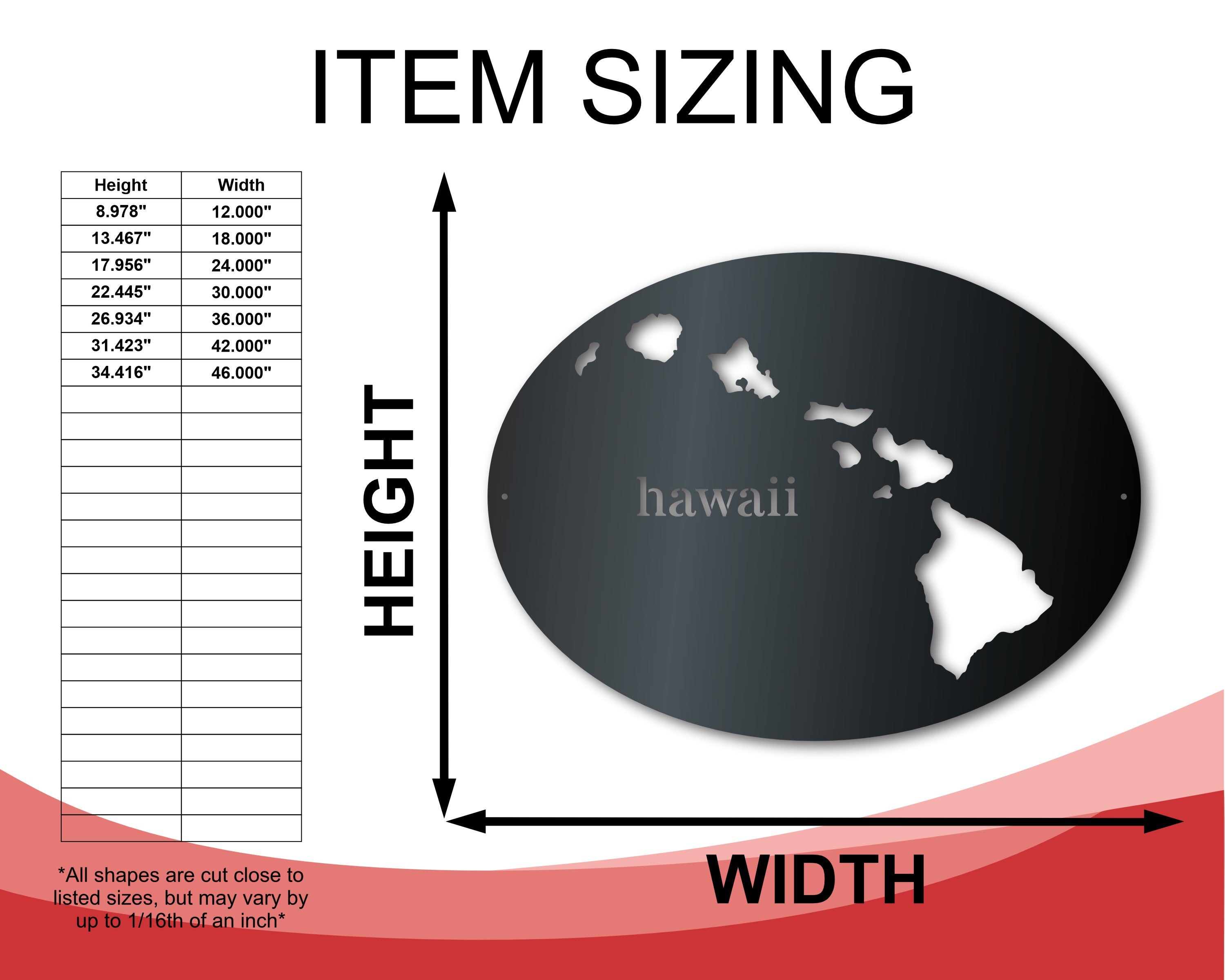 Customizable Metal US State Wall Art - 14 Color Choices for Hawaii Sign