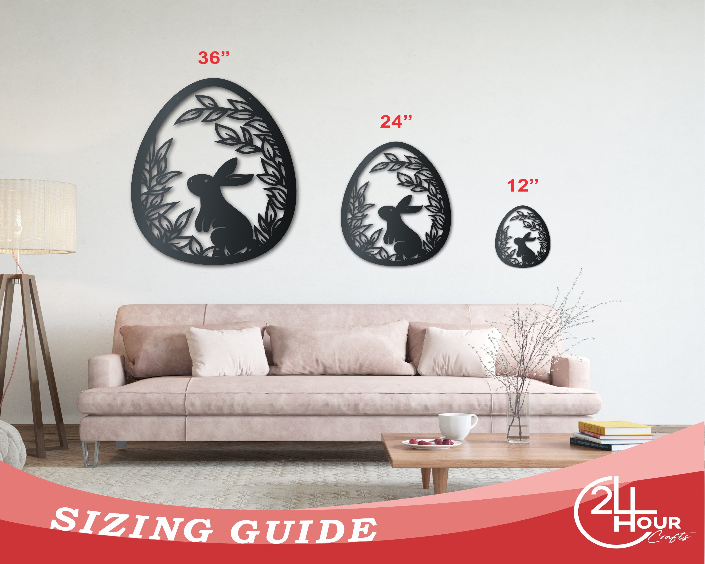 14 - Color Metal Easter Bunny Egg Wall Decor with Various Sizes
