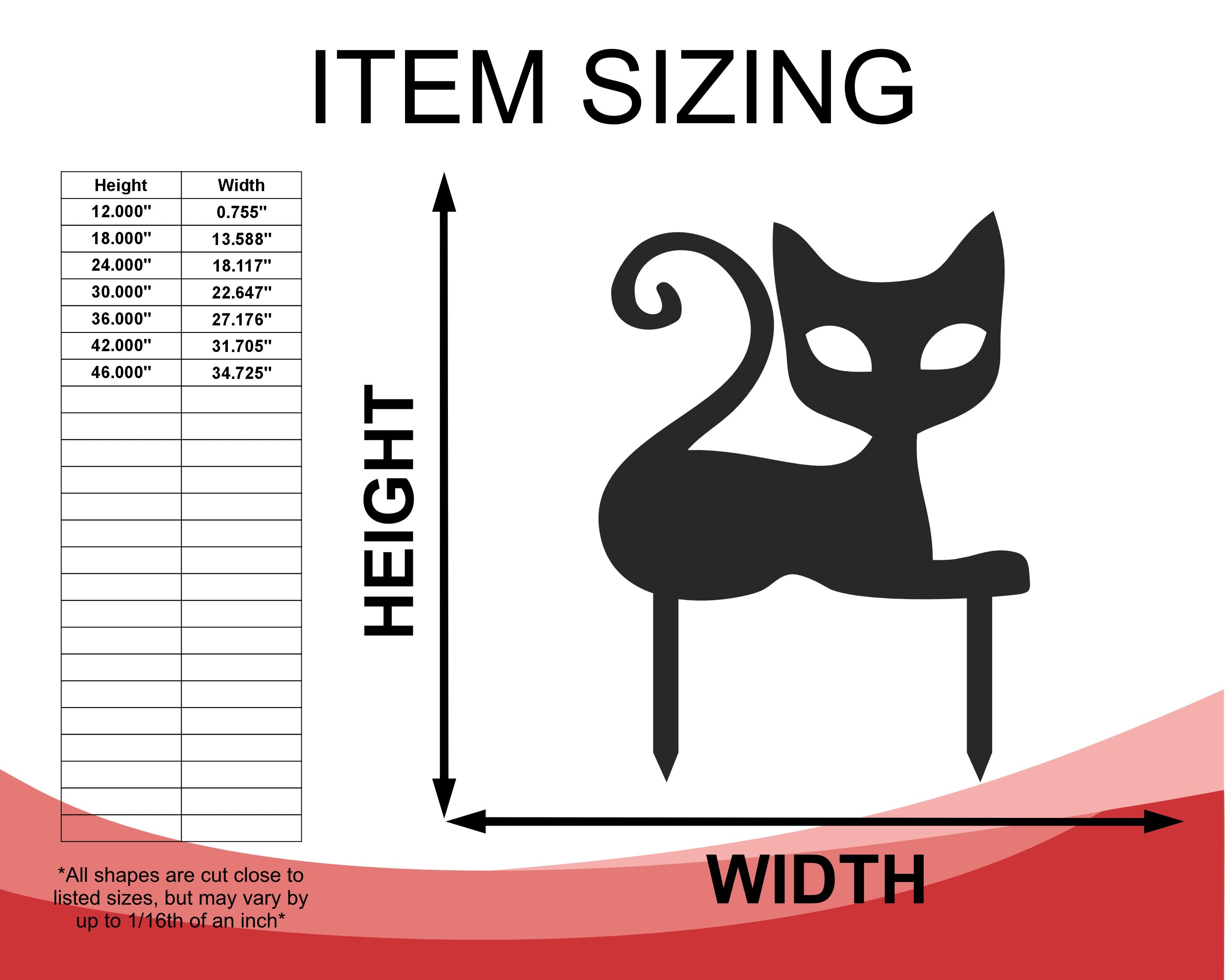 Metal Outdoor Halloween Cat Garden Decorative Stakes - Set of Three with Up to 46 Inches Height and More Than 20 Color Choices