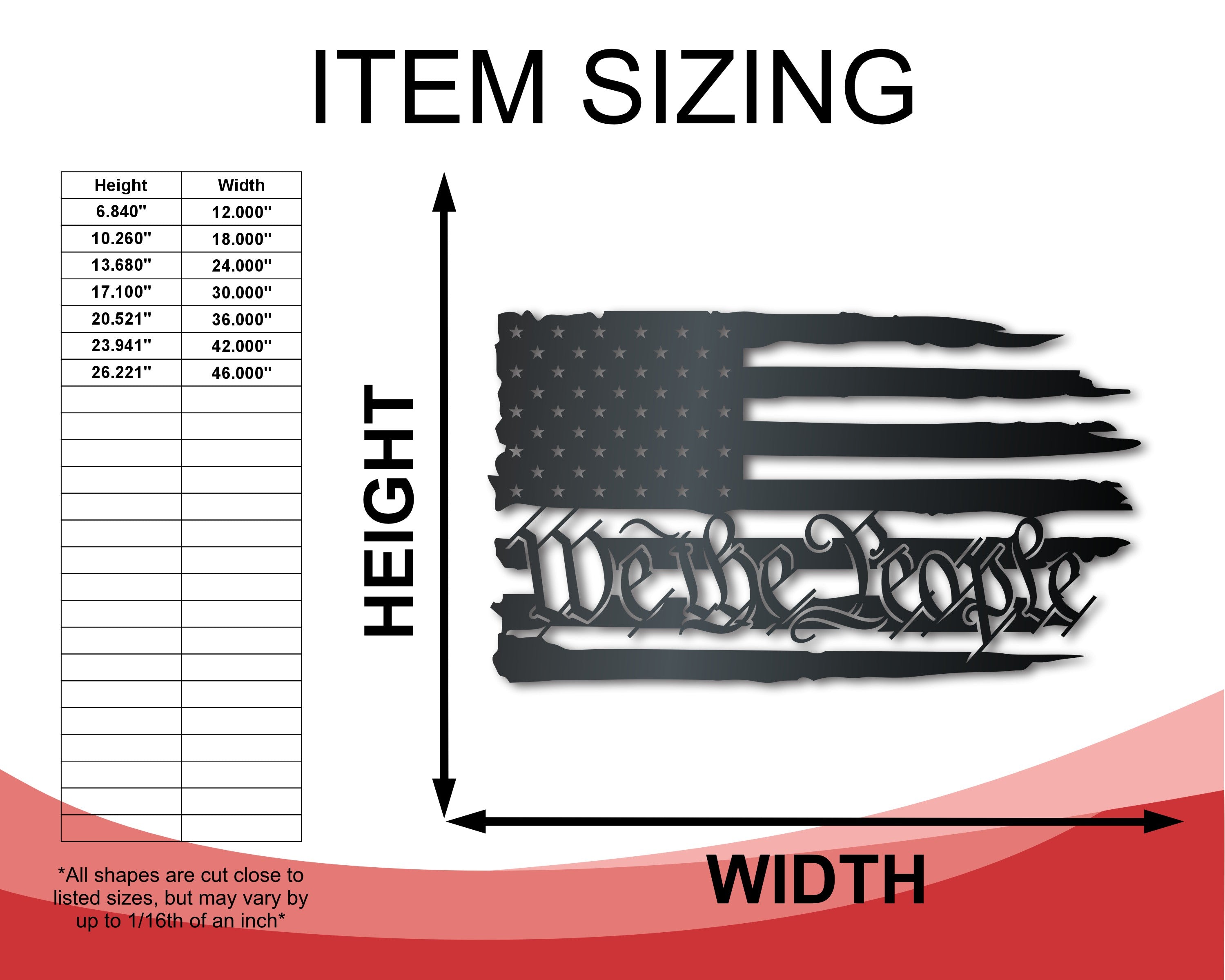 Stunning Metal 'We the People' USA Flag Wall Art Decor for Indoor and Outdoor Spaces with Up to 36 Inches Size and Over 20 Diverse Color Choices