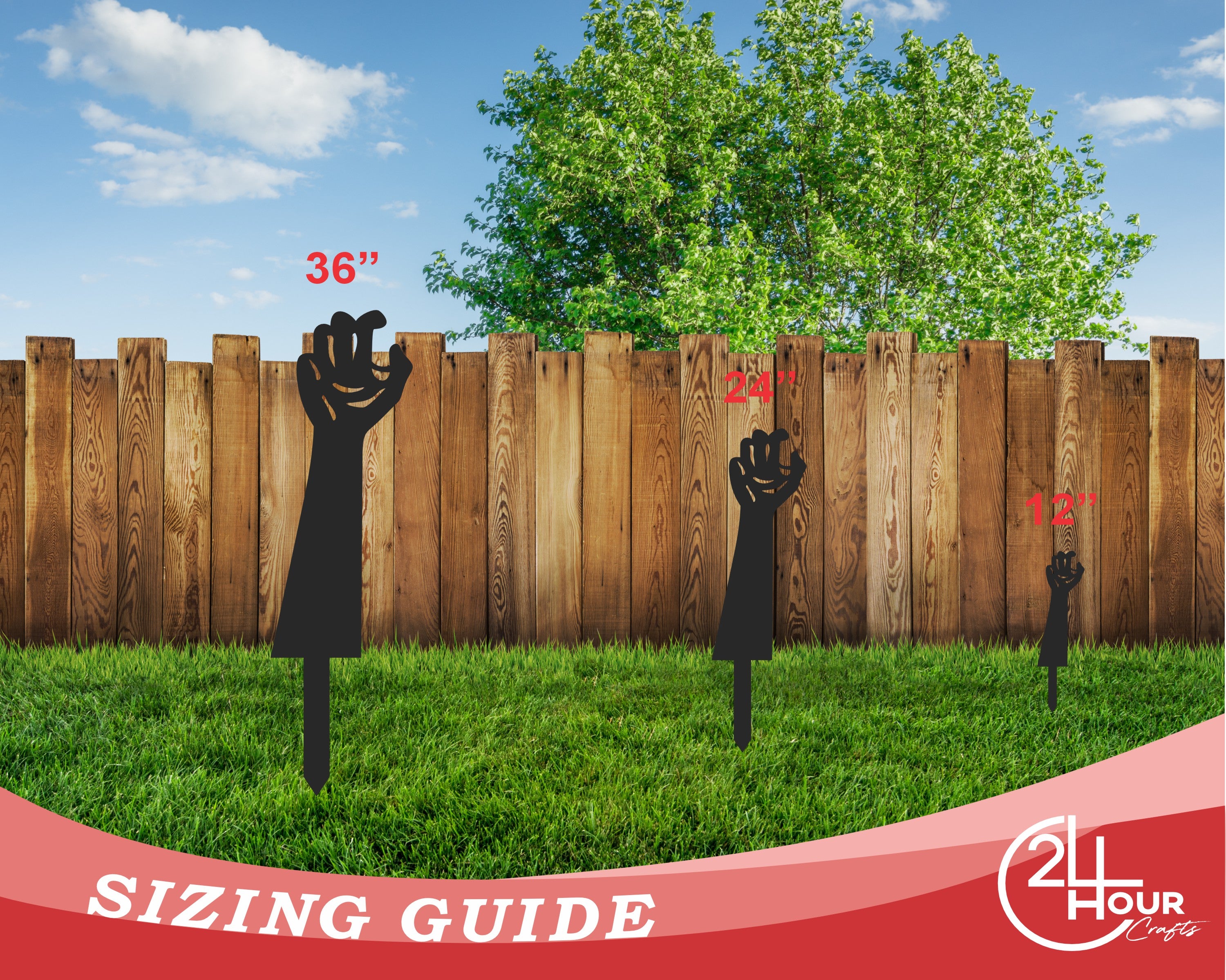 Set of 5 Metal Zombie Hands Garden Stakes - 20+ Color Options for Outdoor Halloween Decor