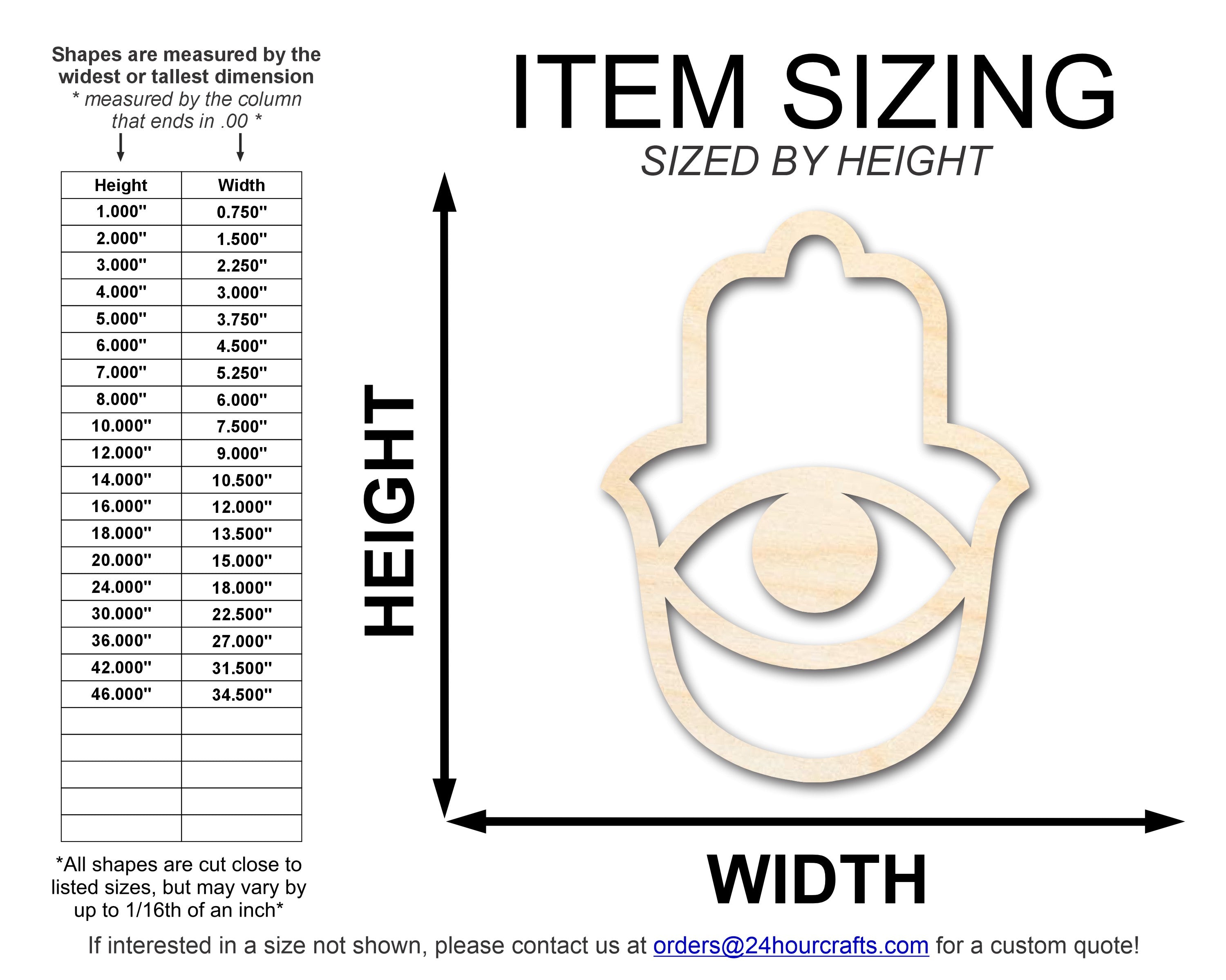 Unfinished DIY Craft Cutout in Hamsa Eye Shape, Up to 46 Pieces for Do - It - Yourself Projects